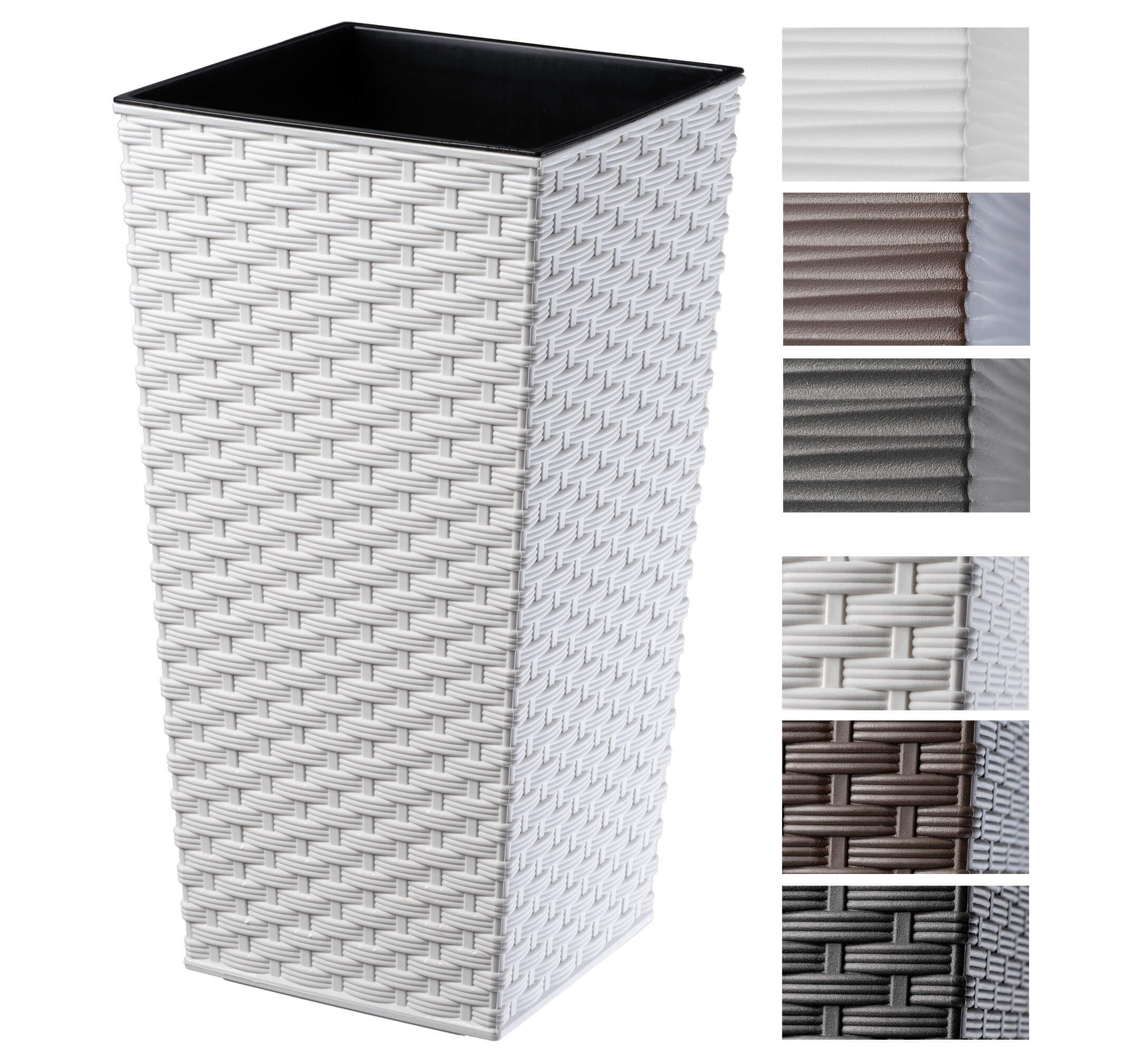 Donica na kwiaty z wkładem Pesaro rattan 25 cm, biała