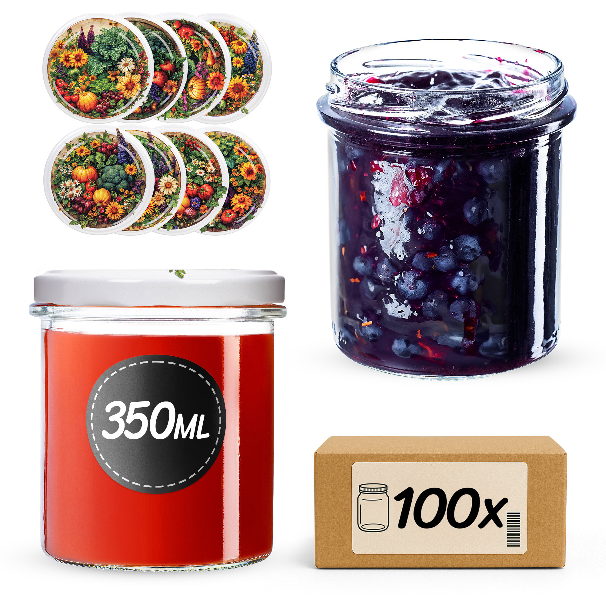 Słoiki na przetwory Avila 350ml fi82mm 100szt + wieczko Warzywny mix