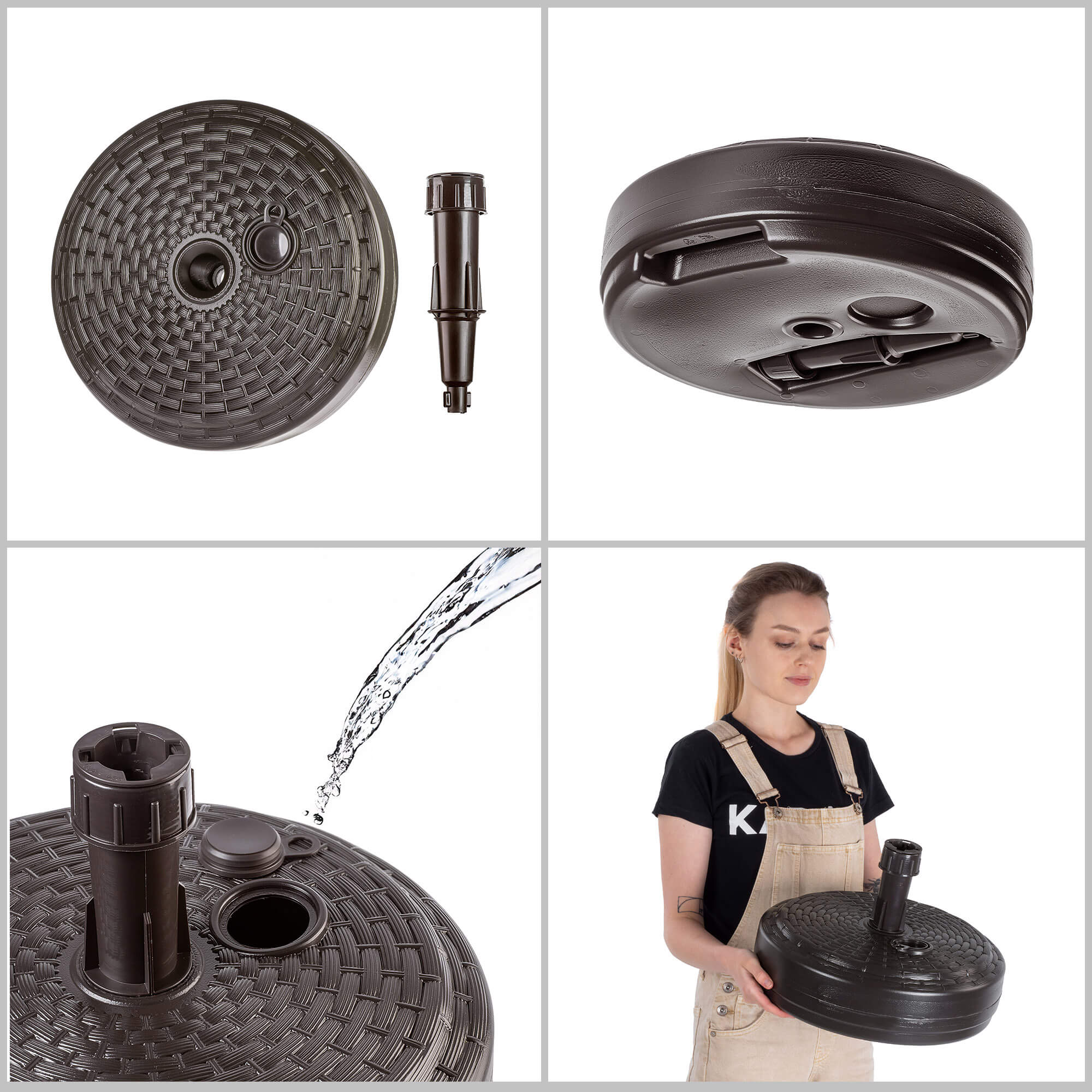 Podstawa pod parasol ogrodowy Solero rattan okrągła brąz