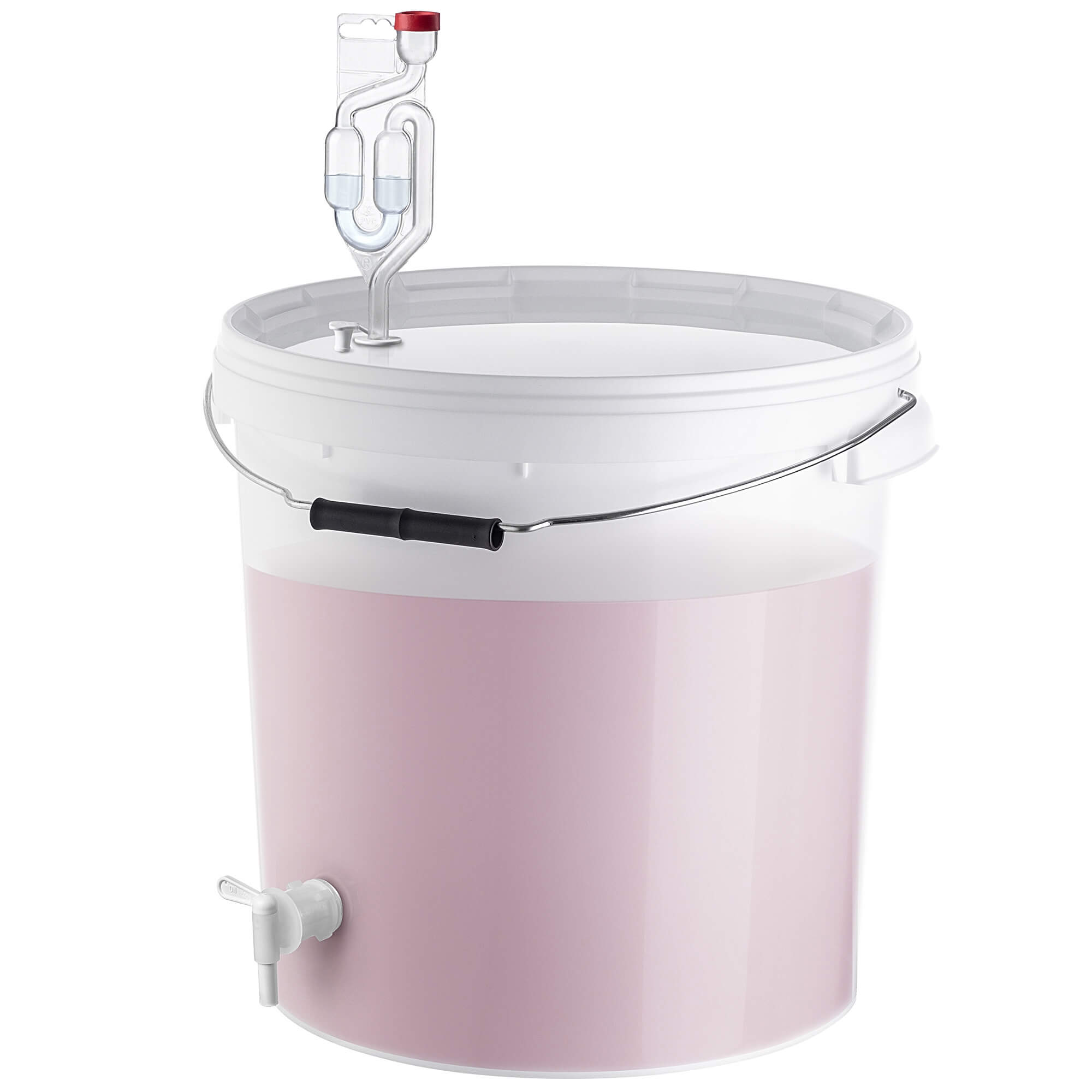 Pojemnik fermentacyjny Acerra z pokrywą i uchwytem 20L biały + kran + korek + rurka fermentacyjna