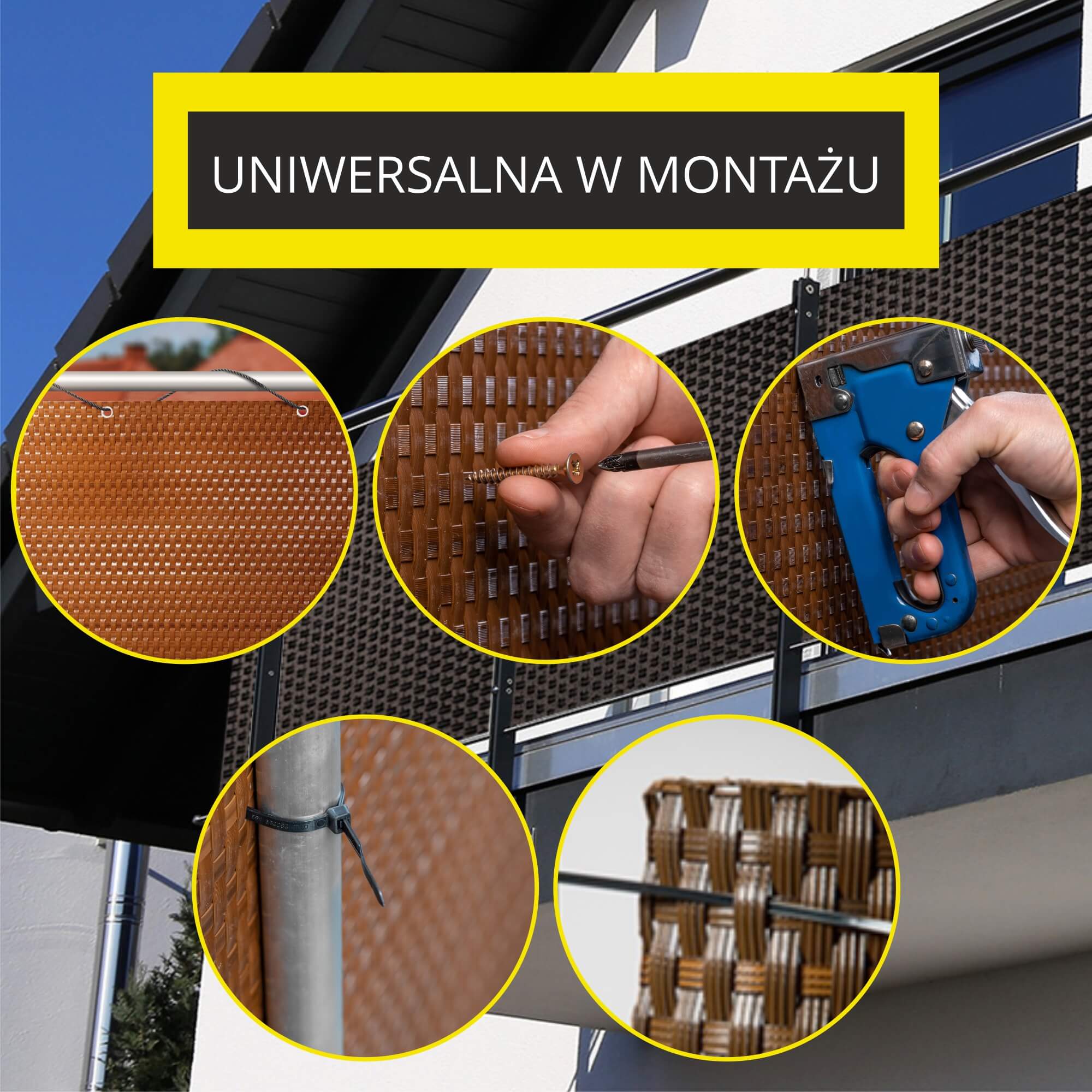 Osłona balkonowa Espa 90 x 700 cm, miodowa