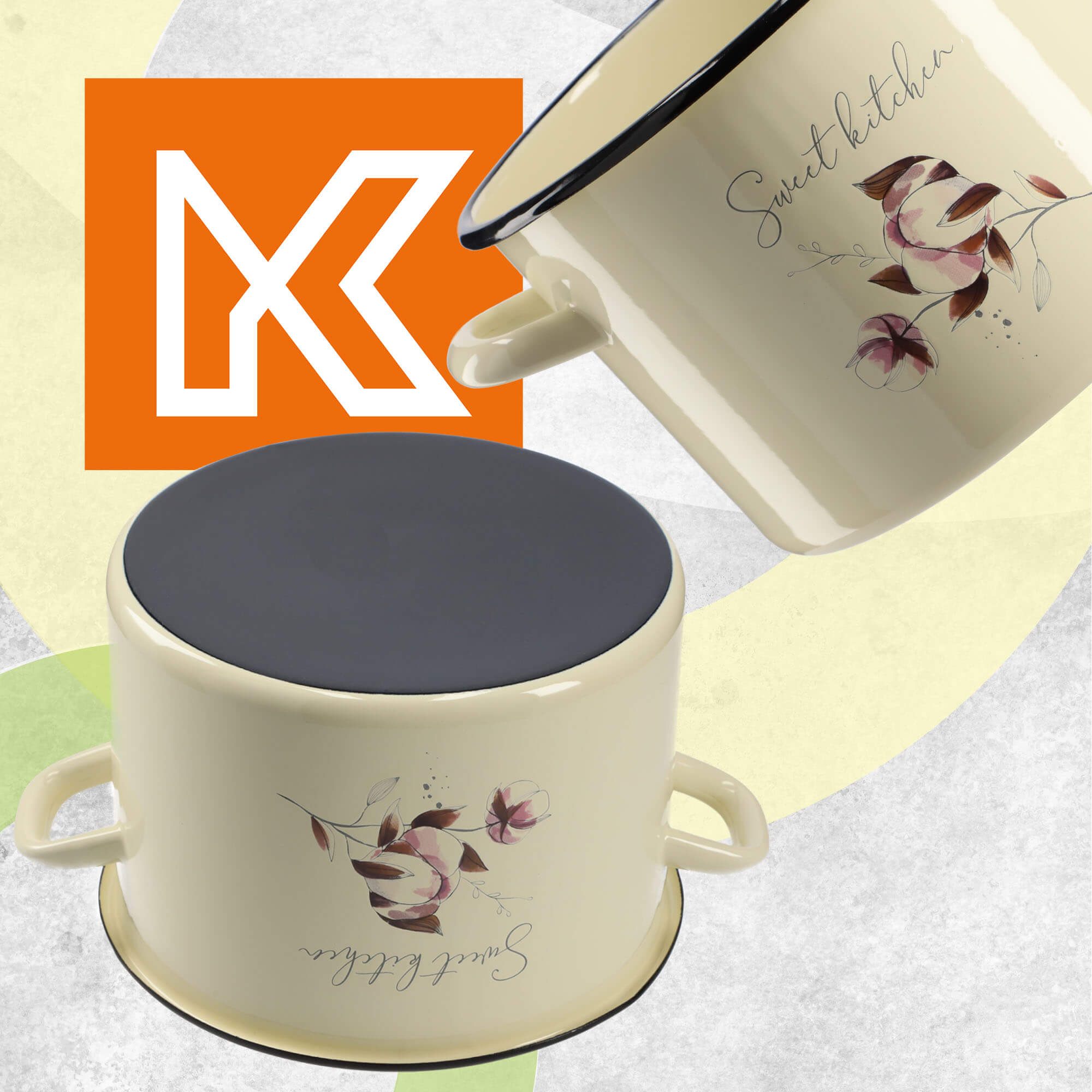 Garnek Emaliowany Luca 3.4L, kwiaty
