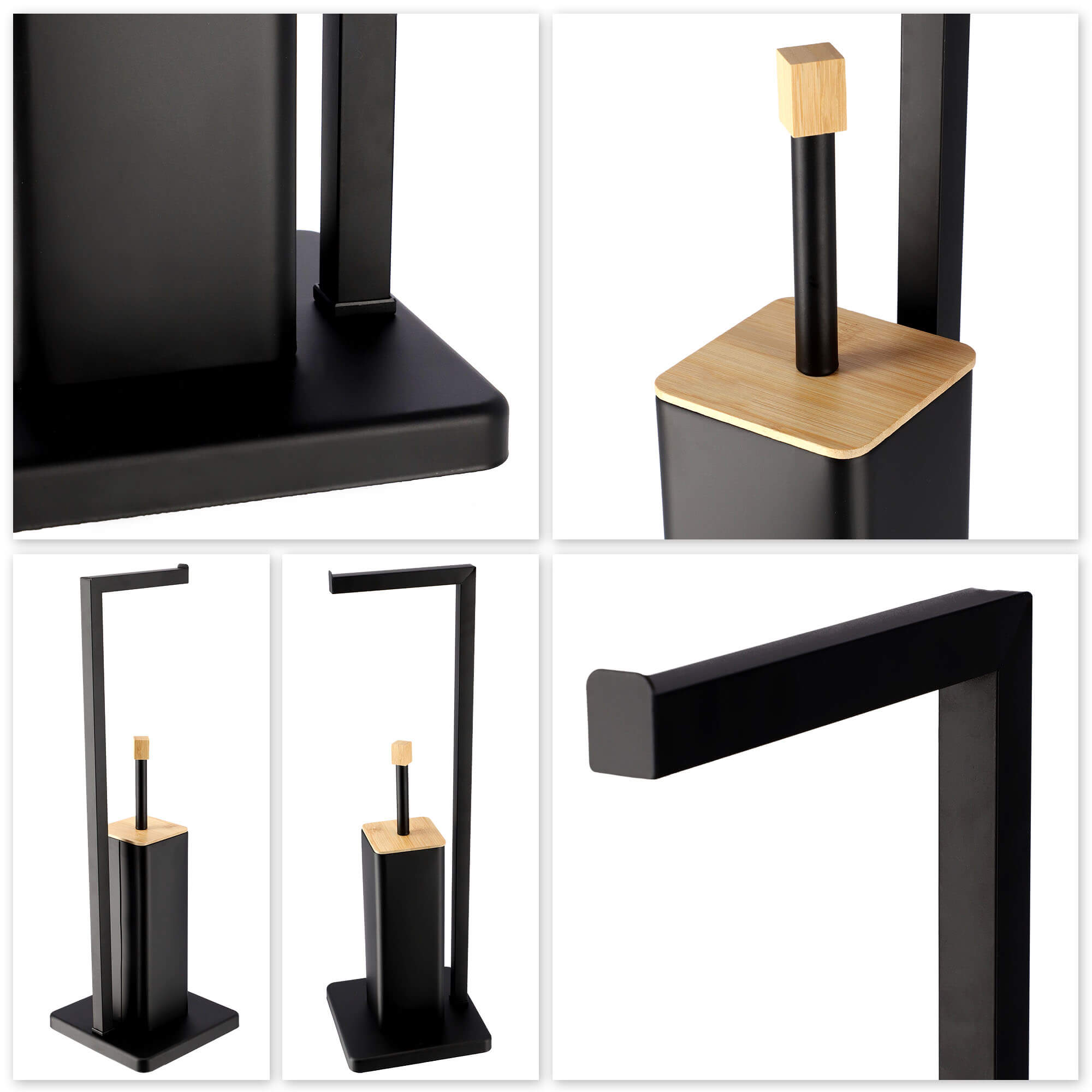 Zestaw łazienkowy Tapio stojak na papier toaletowy + szczotka do WC, czarny