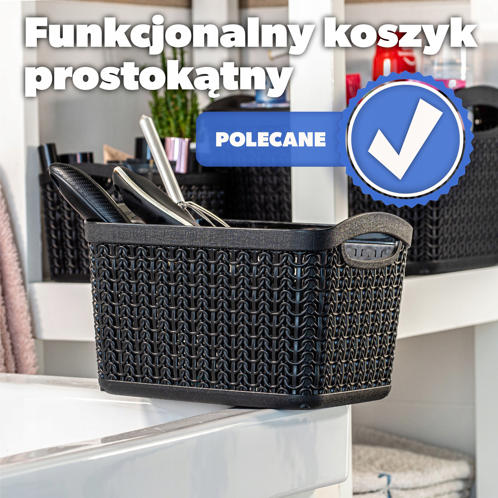 Koszyk plastikowy prostokątny Fonti 3.3L, czarny