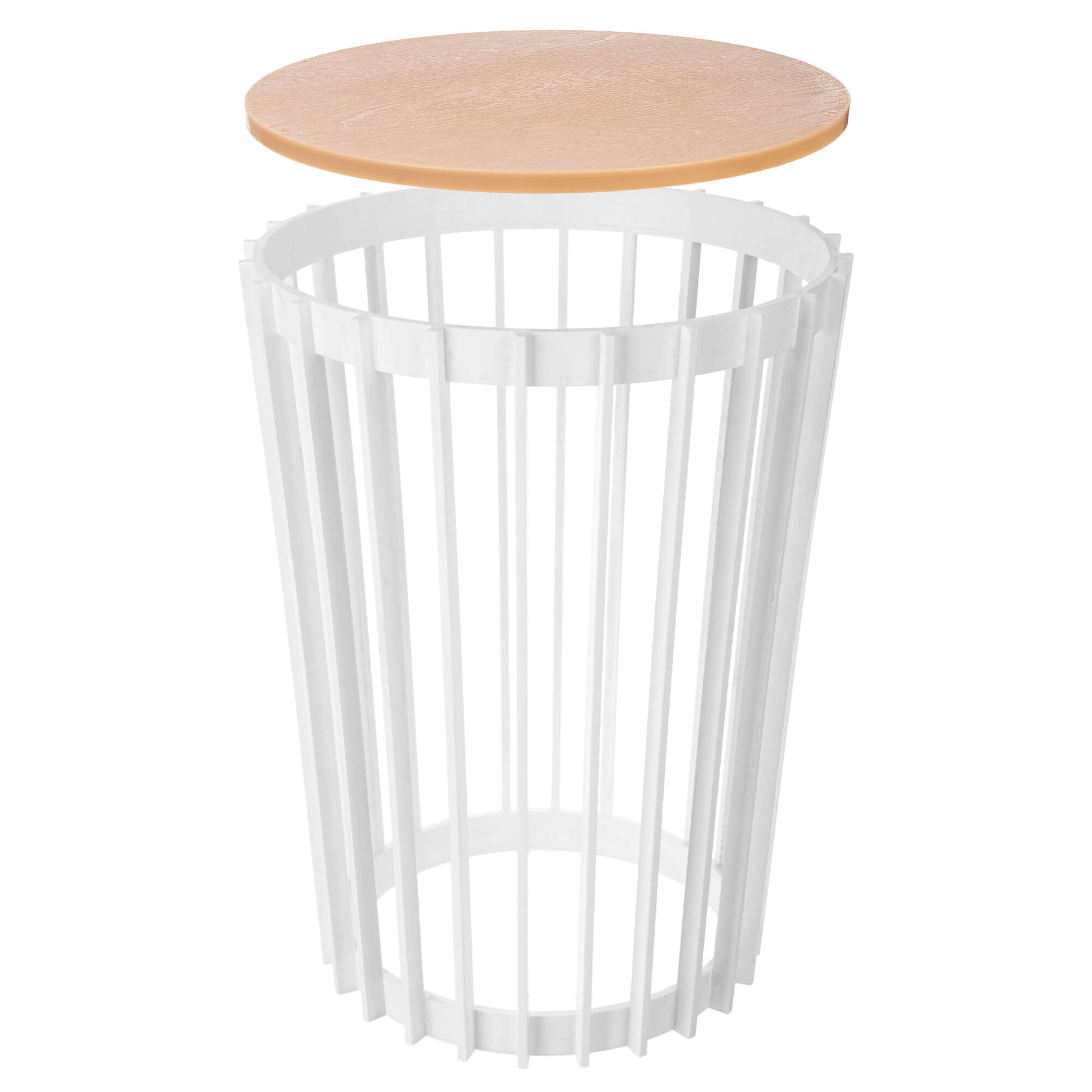 Kwietnik dwustronny Aytre 40 cm biały + blat naturalne drewno