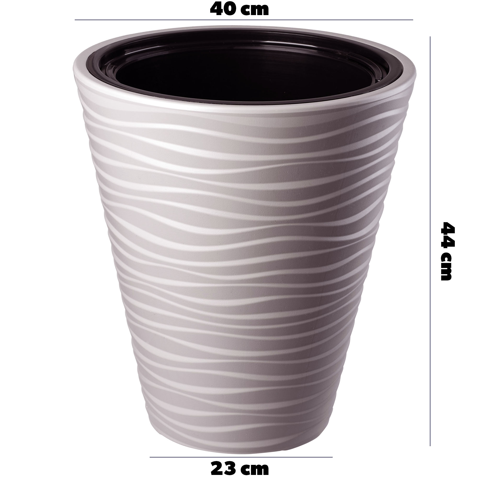 Doniczka okrągła Temara 40 cm szaro-beżowa