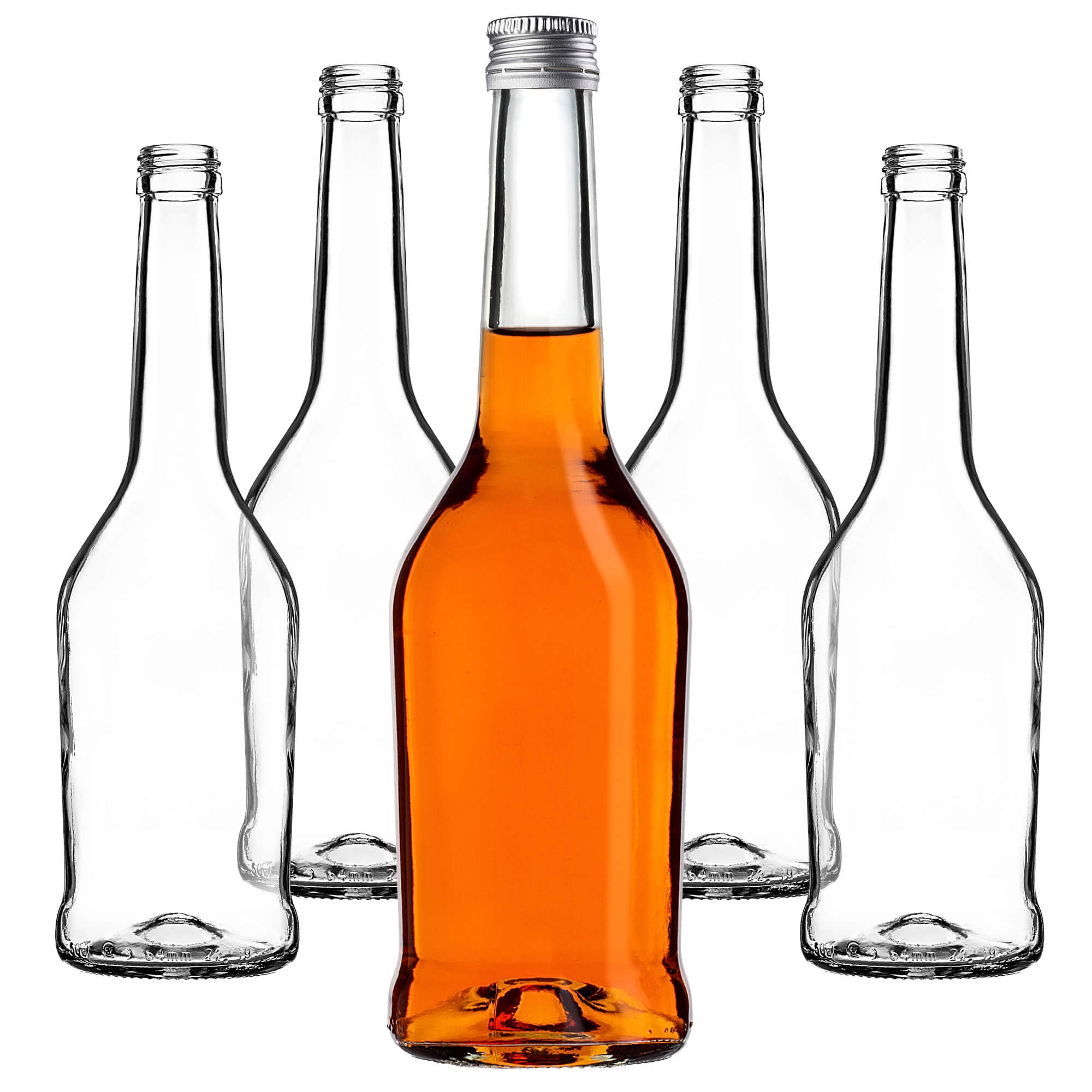 Szklana butelka na nalewkę Loiret 500ml z srebrną zakrętką 10 szt.