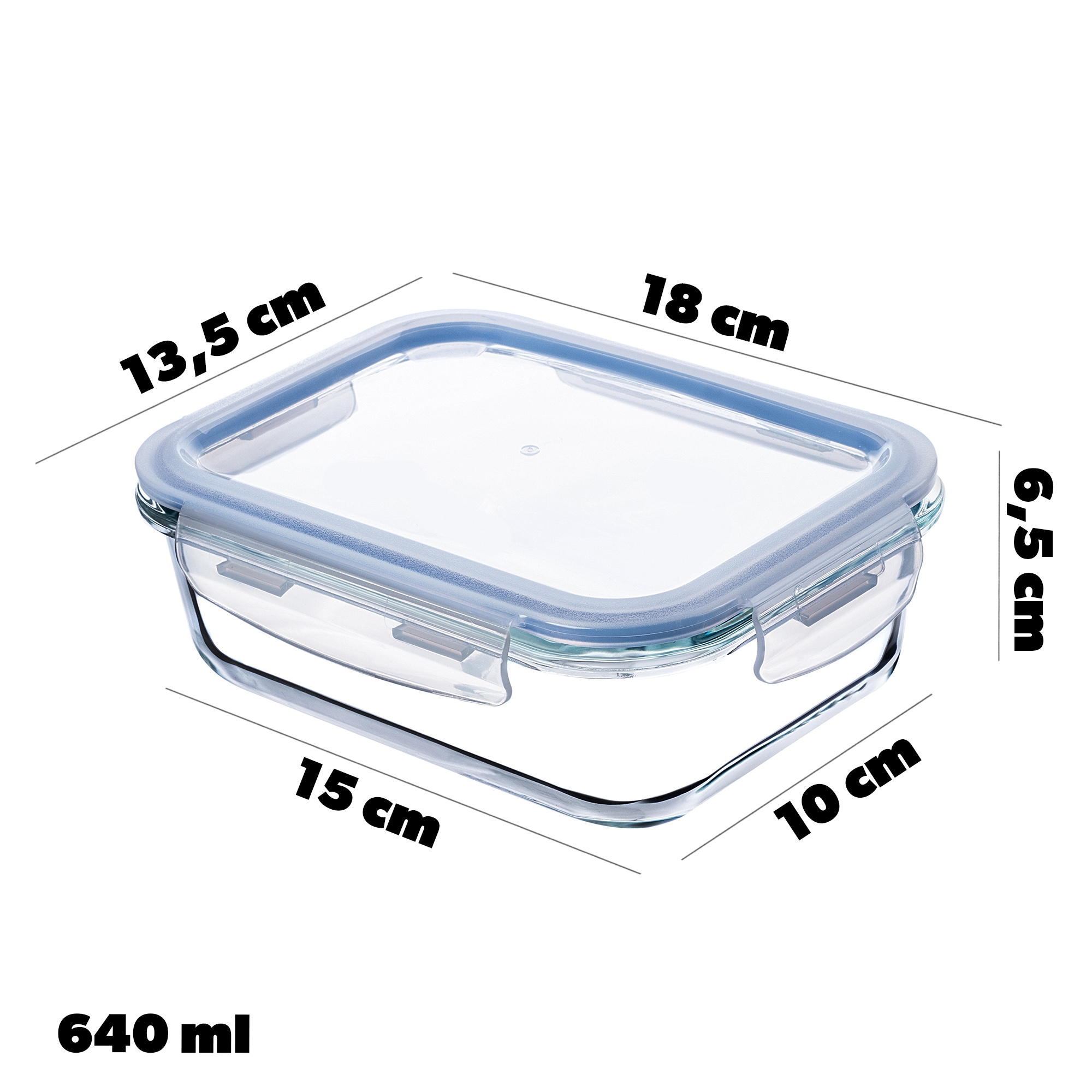 Szklany pojemnik na żywność Athie 640ml prostokątny