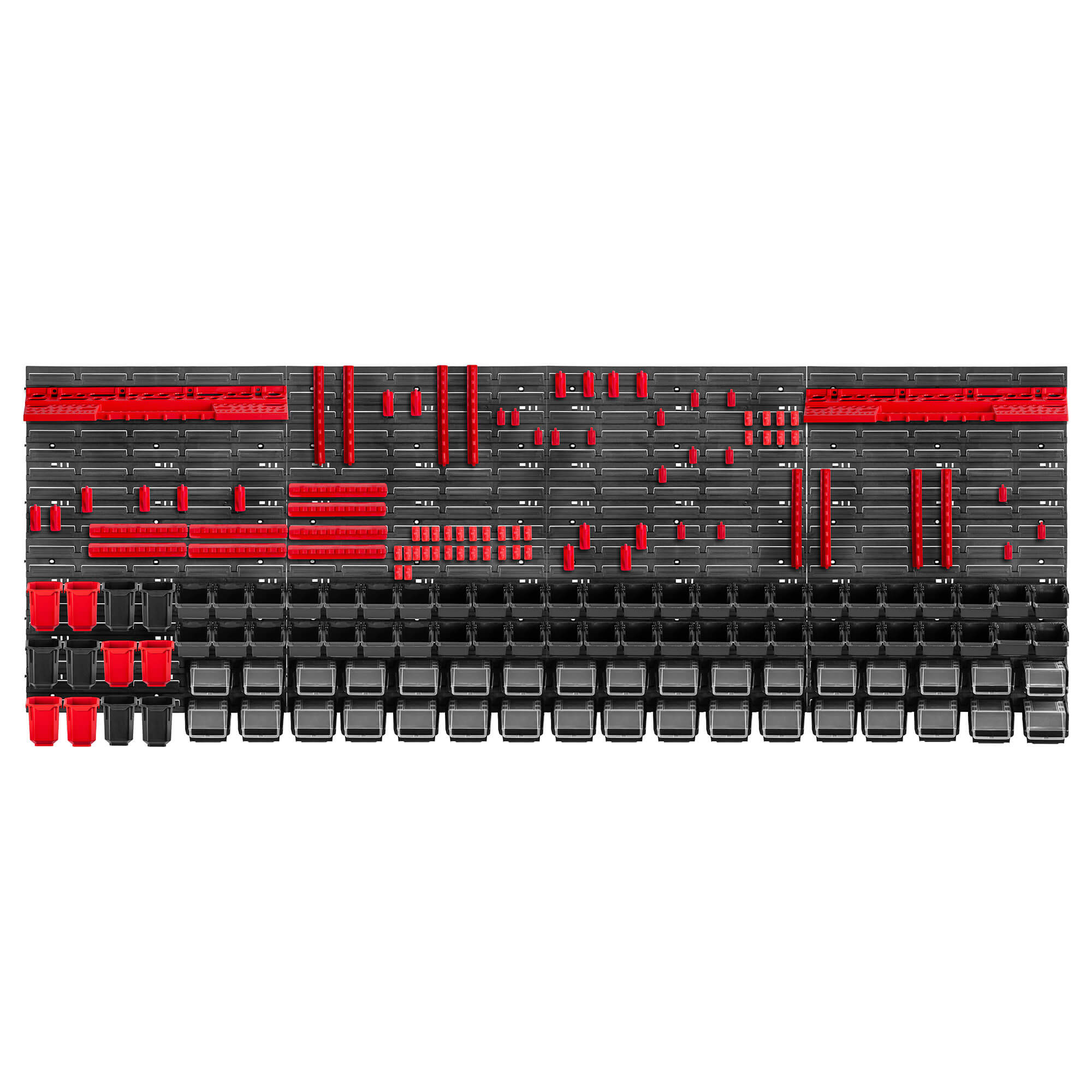 Tablica warsztatowa Lokke 194 elementy 232 x 78 cm, czarno-czerwona