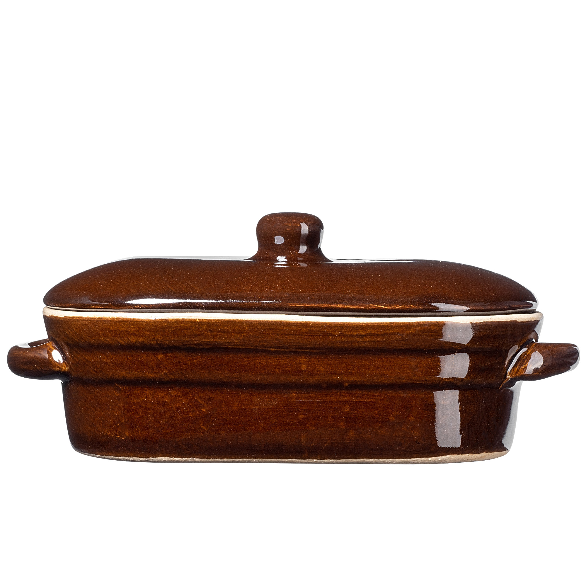 Garnek owalny kamionkowy Athena 1L, z pokrywką