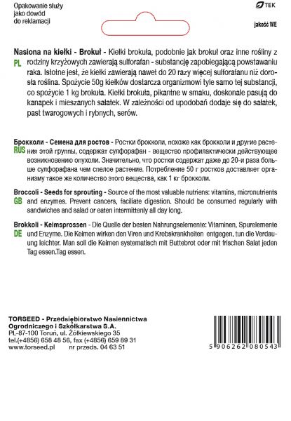 Nasiona na kiełki Brokuł 5g