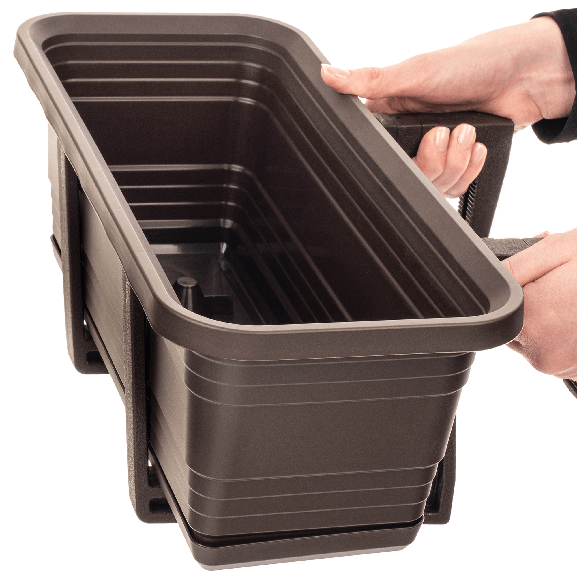 Skrzynka balkonowa z podstawką i uchwytami Paulin 40cm mokka