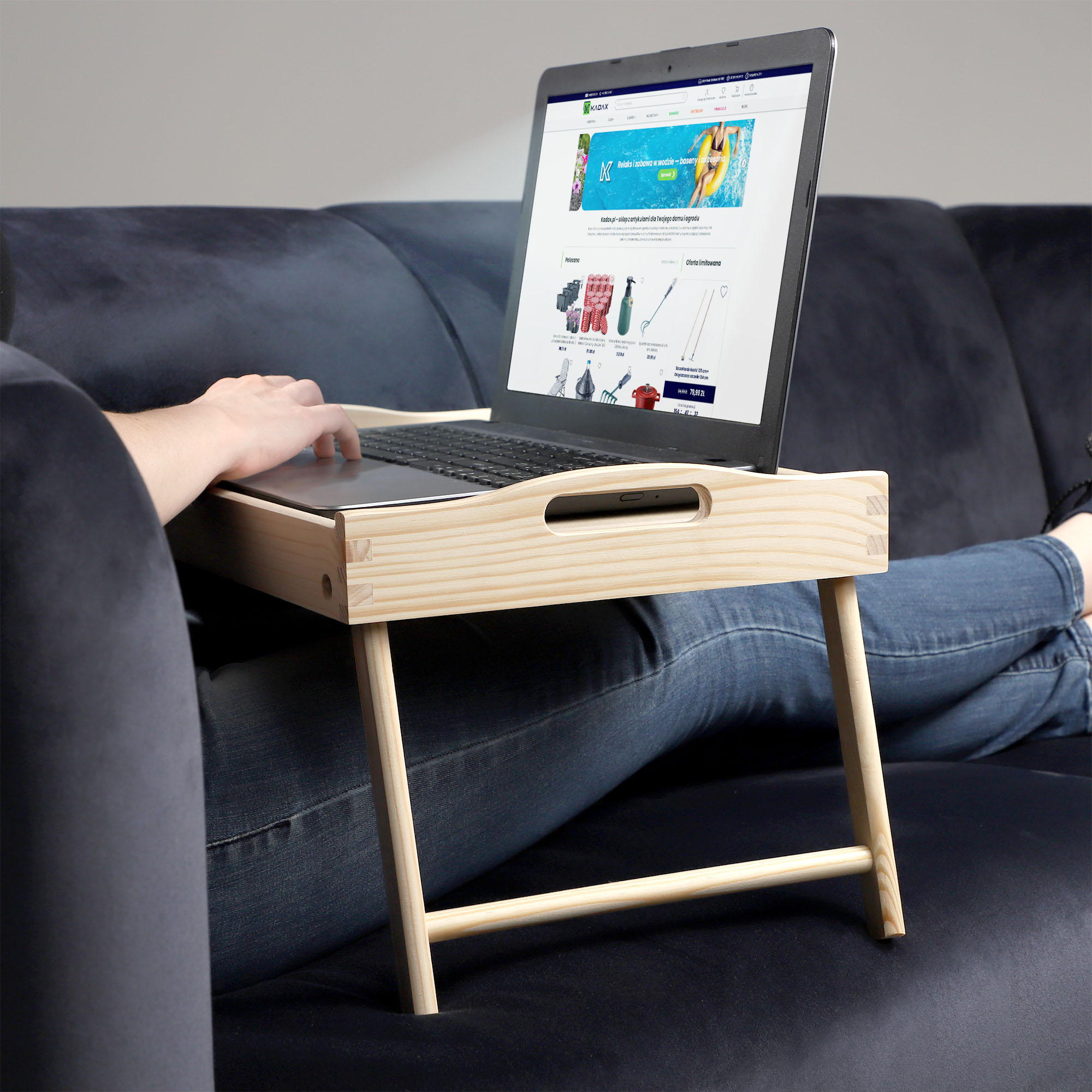Stolik śniadaniowy Solia, pod laptopa, 50 cm, naturalny