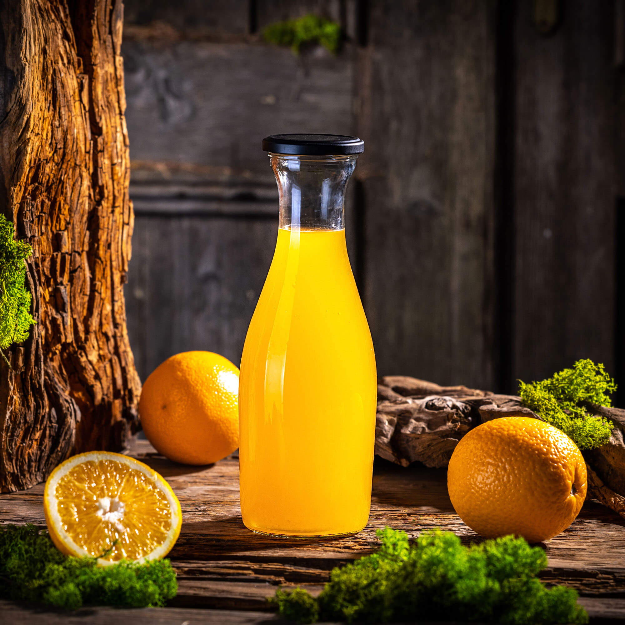 Szklana butelka karafka Valli 1L z czarną matową zakrętką 2 szt.