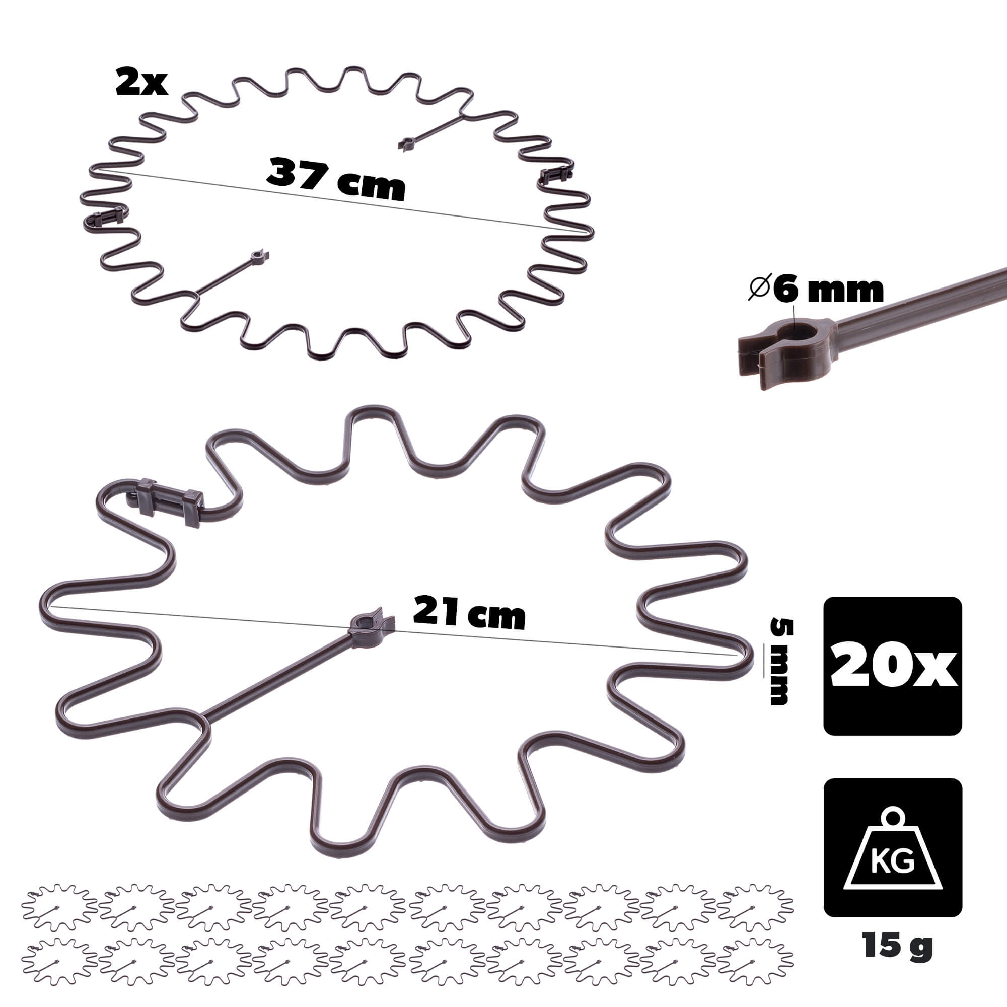 Obejma do roślin Montlaur 21 cm brązowa 20 szt.