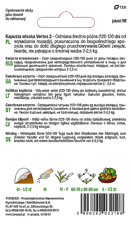 Kapusta włoska Vertus 2 2g