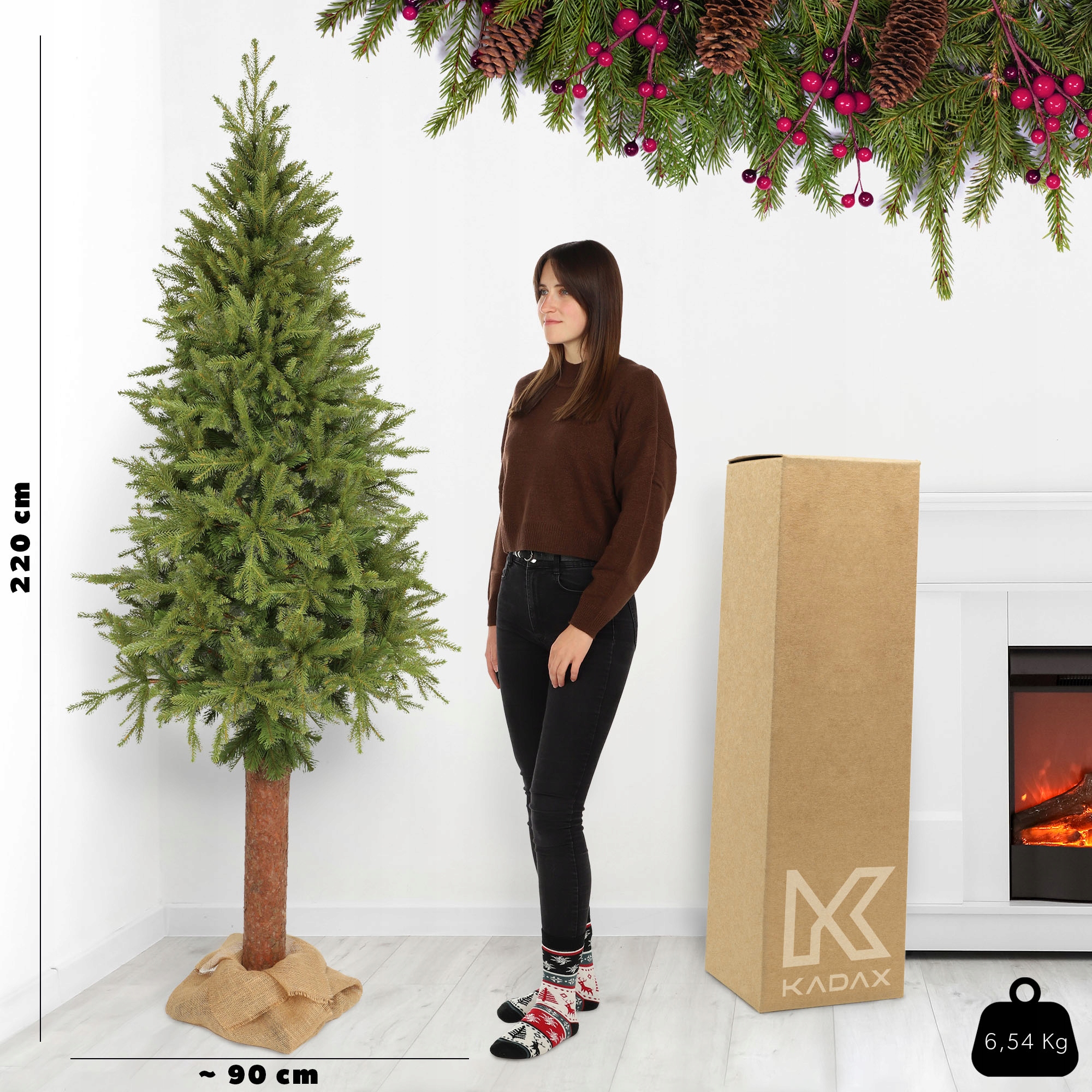 Choinka na pniu 220 cm Pinet sztuczna świerk