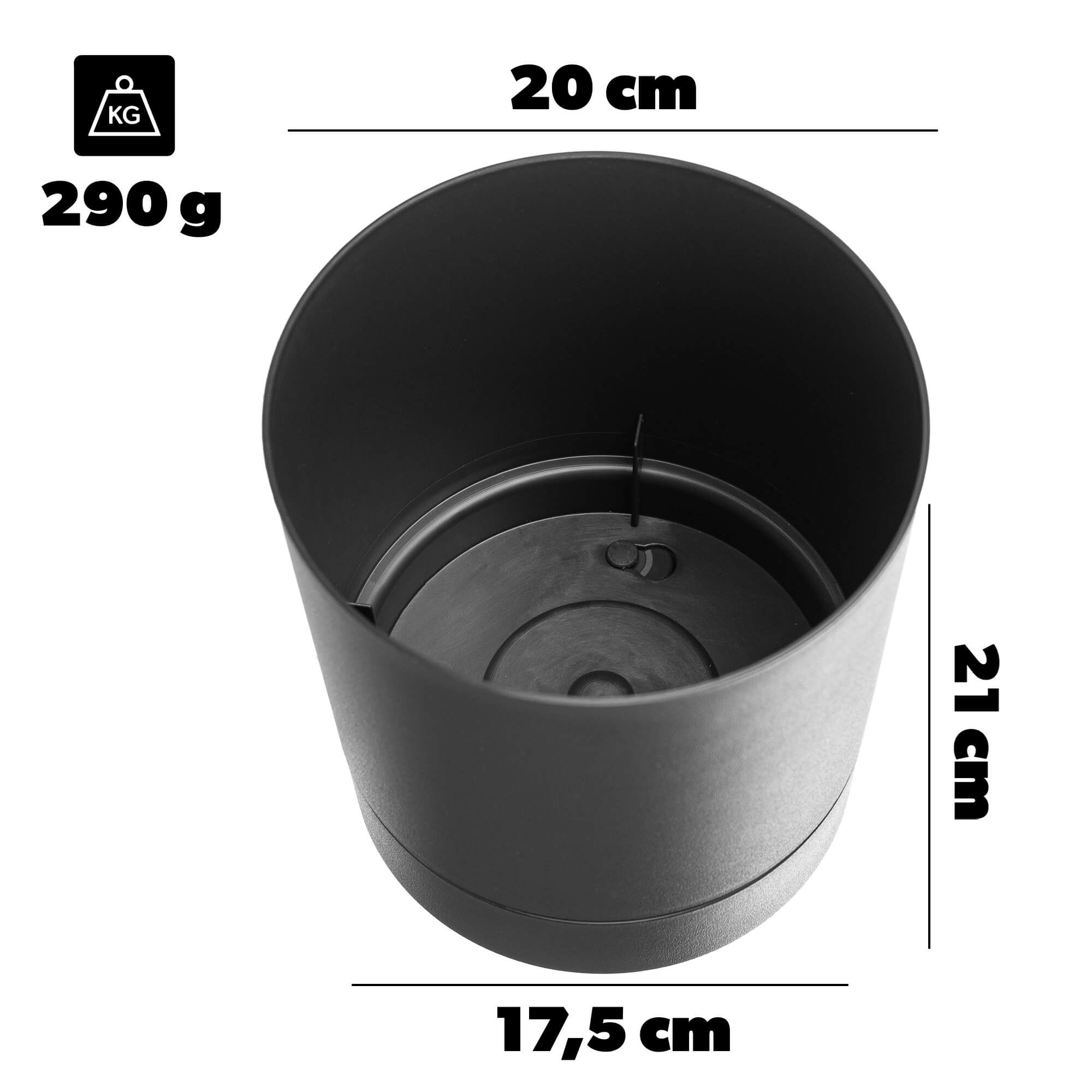 Donica z podstawką Verri 20 cm antracytowa