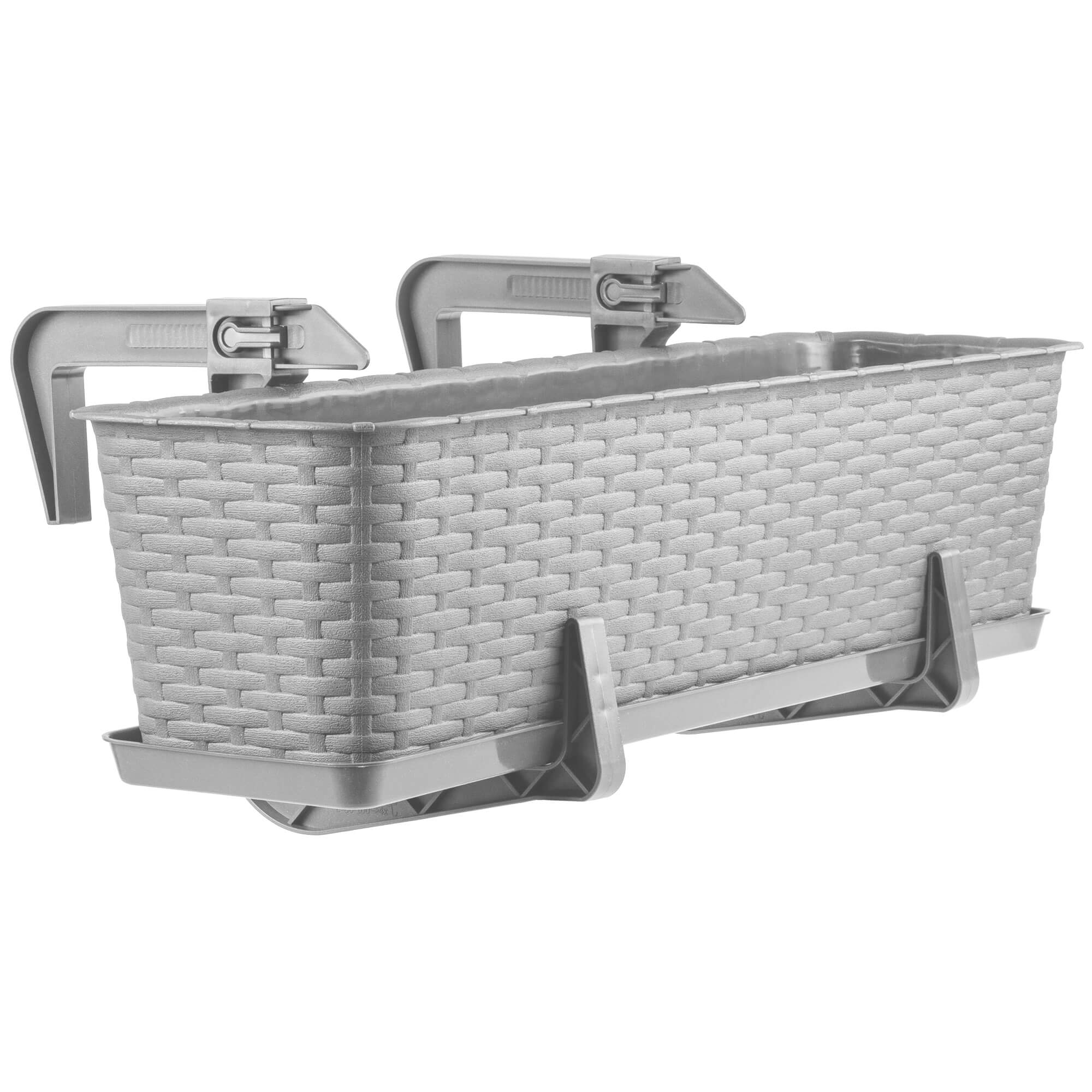 Doniczka rattanowa z podstawką Frette 60 cm + 2 uchwyty, szara