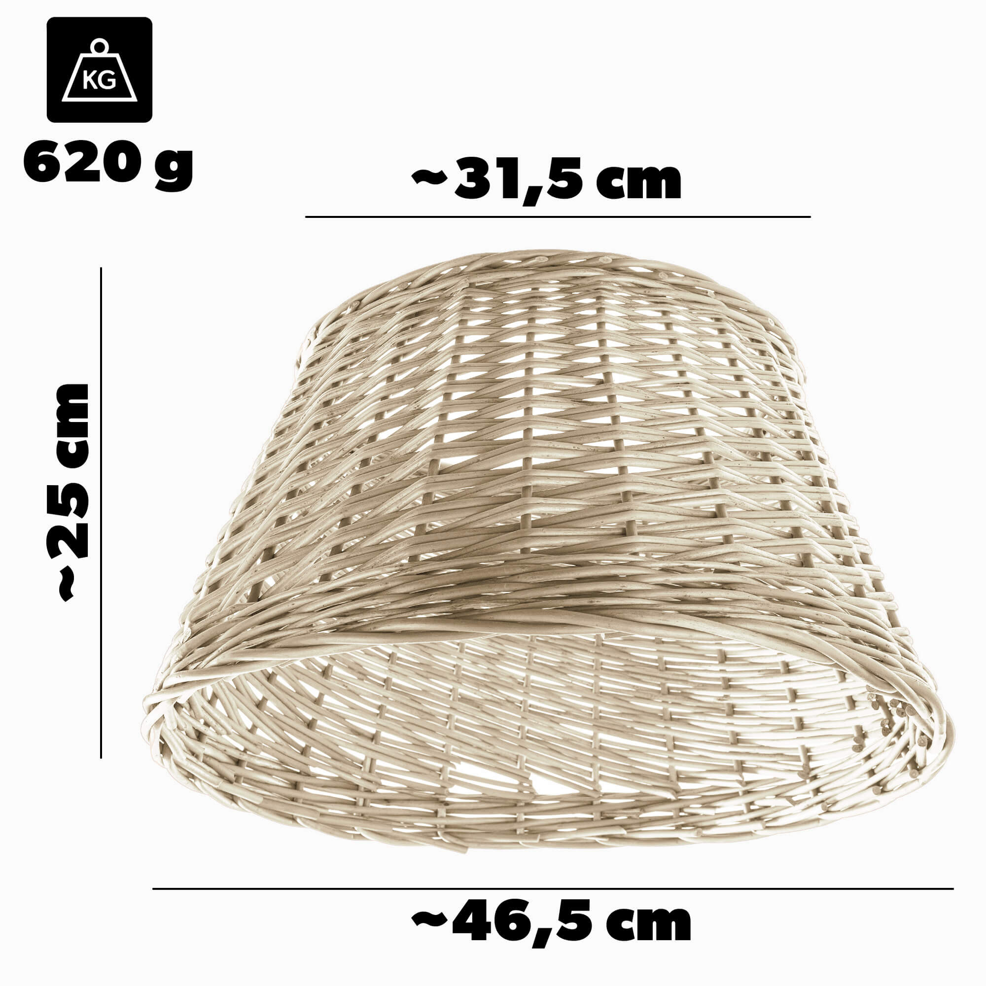 Osłona wiklinowa choinkowa naturalna Aliano 46.5cm biała