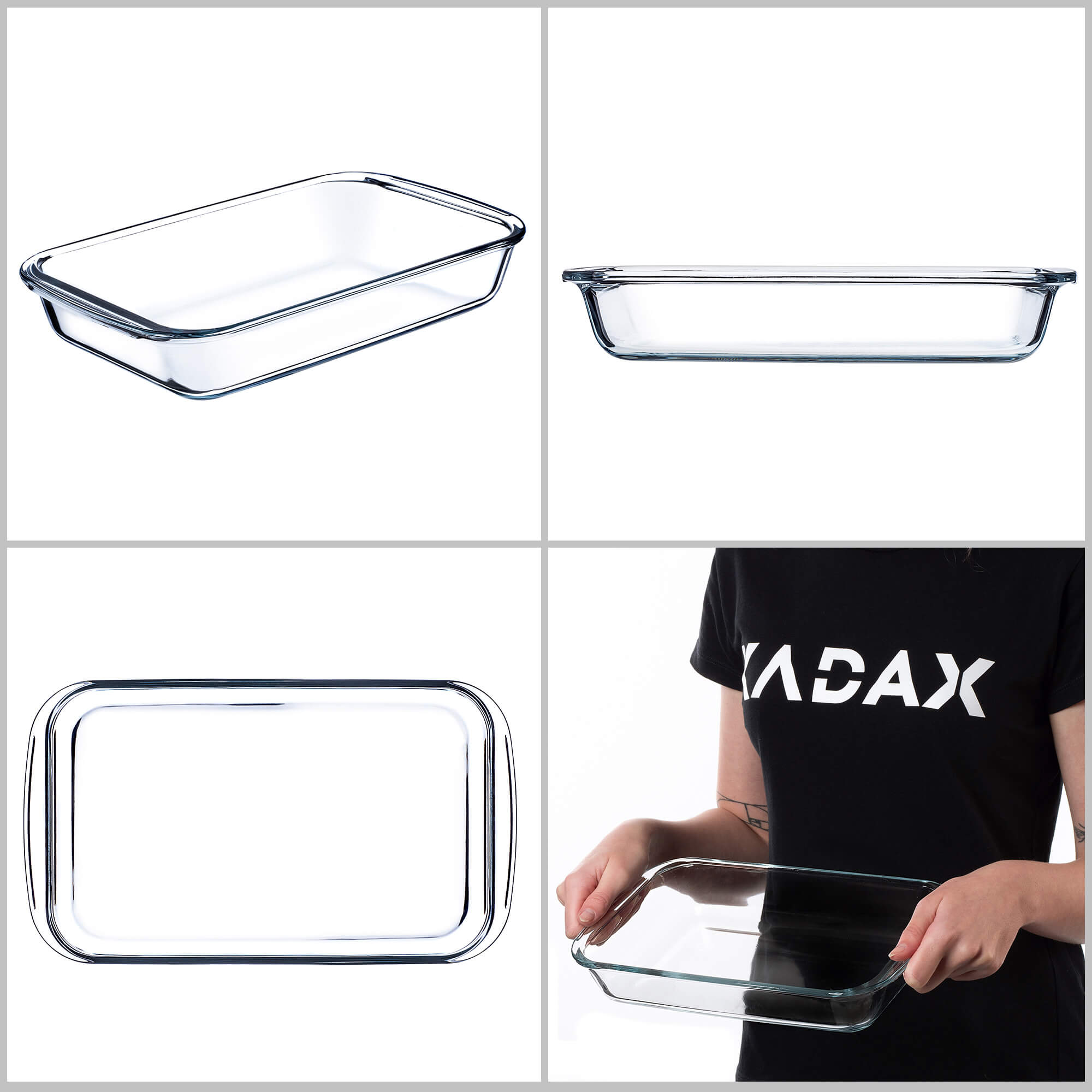 Zestaw prostokątnych naczyń żaroodpornych Crest 1L + 1.5L + 2.2L + 3L