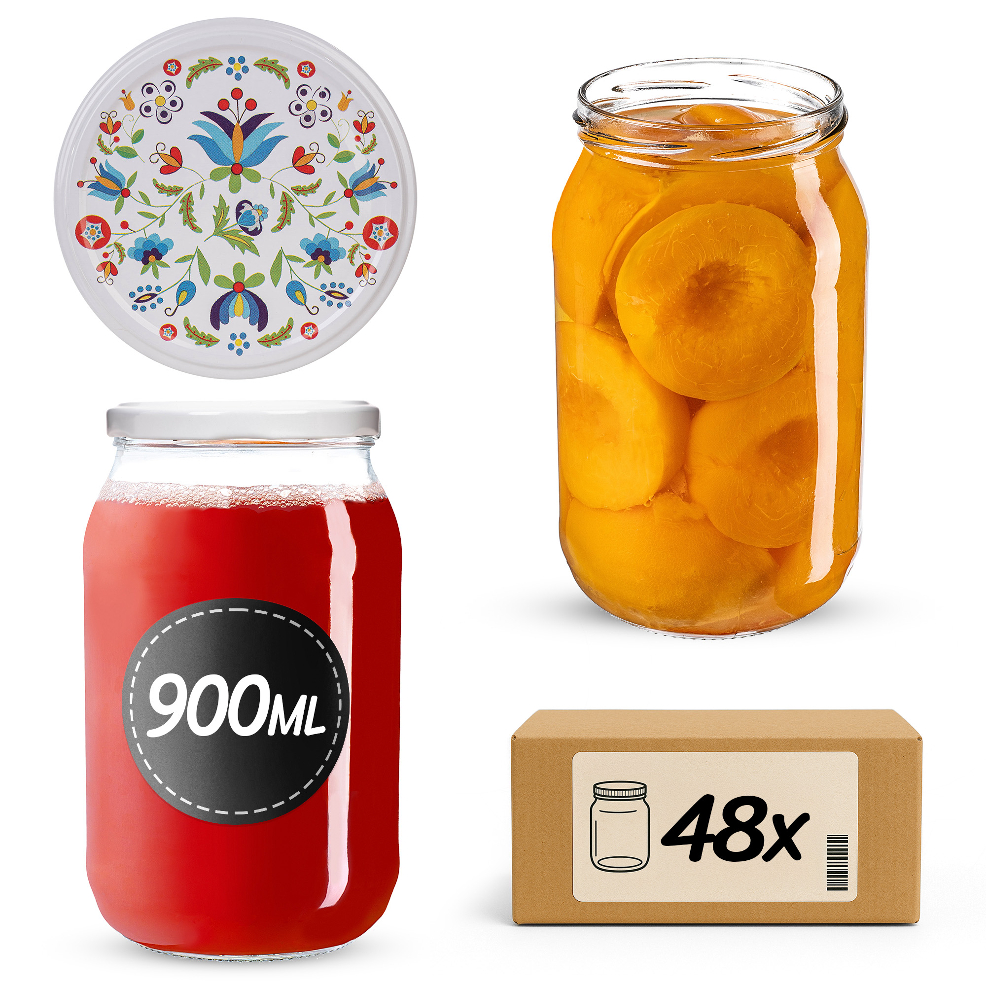 Słoiki na przetwory Simo 900ml fi82mm 48szt + wieczko Kaszuby