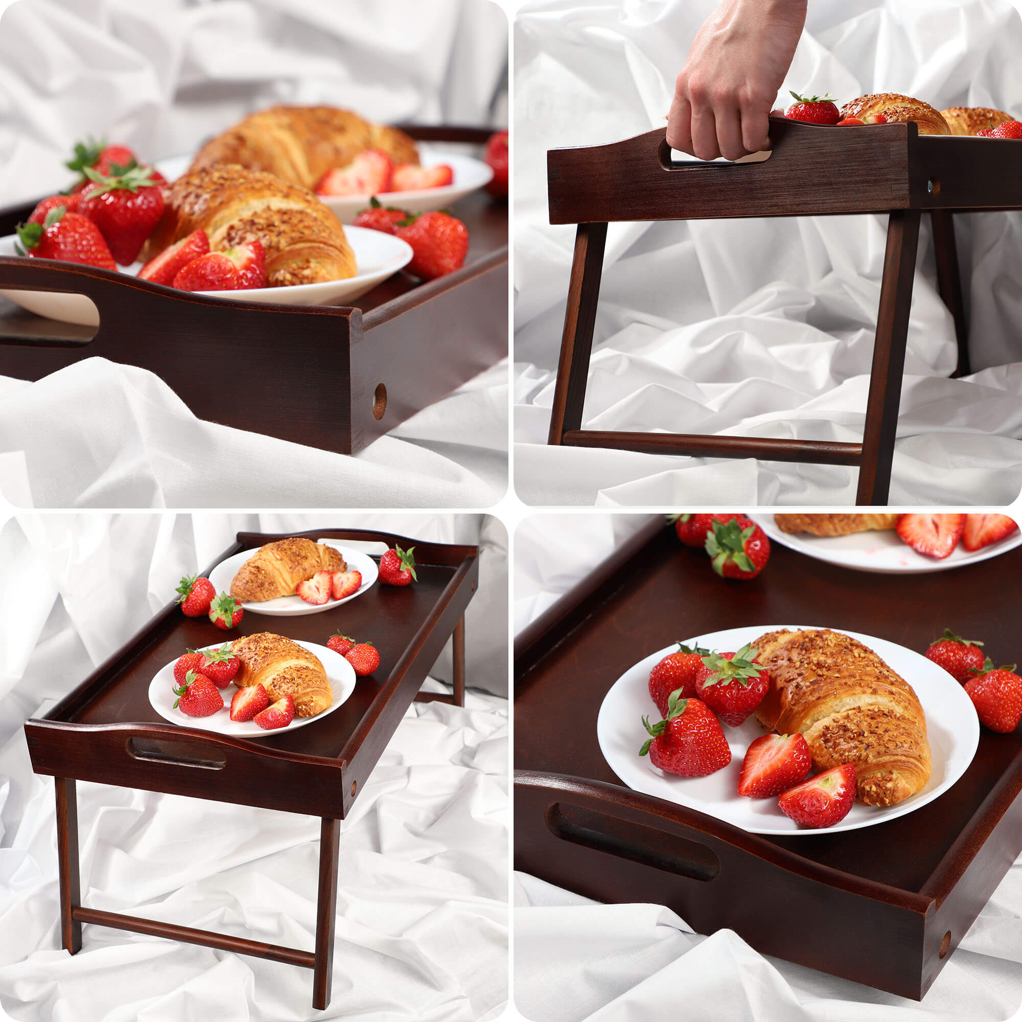 Stolik śniadaniowy Solia, pod laptopa, 50 cm, ciemny brąz