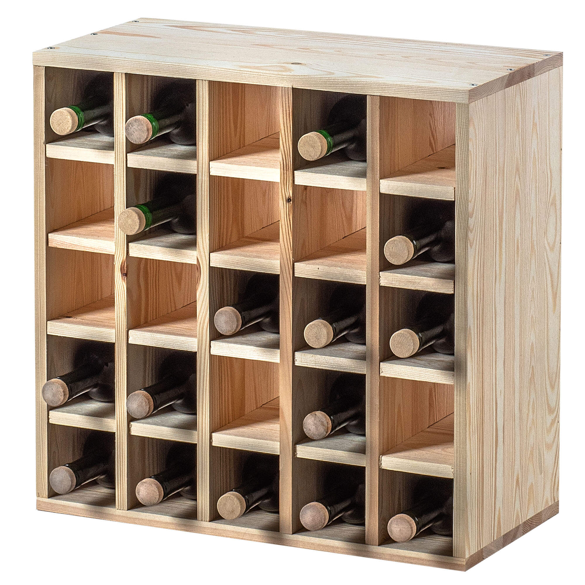 Regał na wino Loreo szachownica drewniany jasny brąz