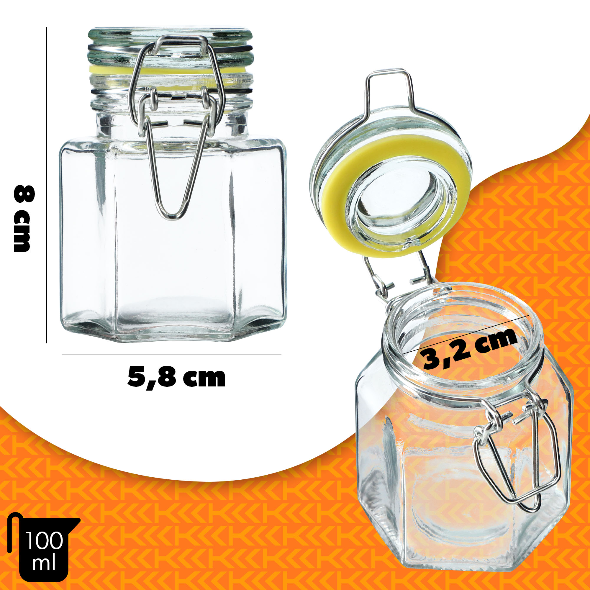 Zestaw słoików z klipsem Fabro 6szt 100 ml