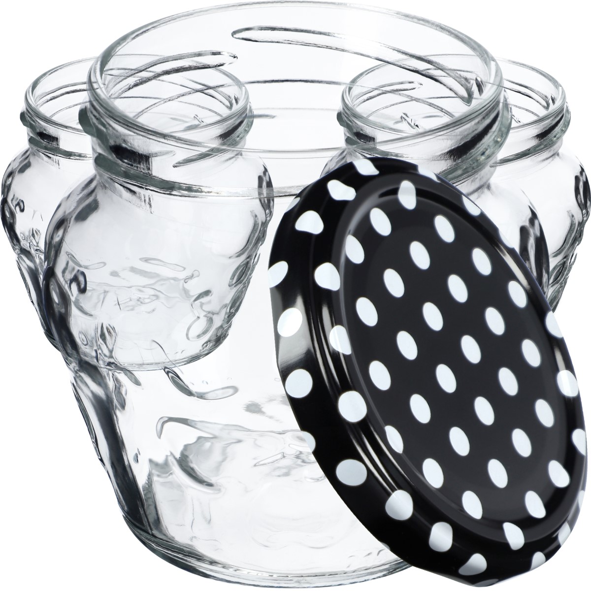 Słoiki Kemi 200ml 50szt 66mm + wieczka "Czarny Groszek"