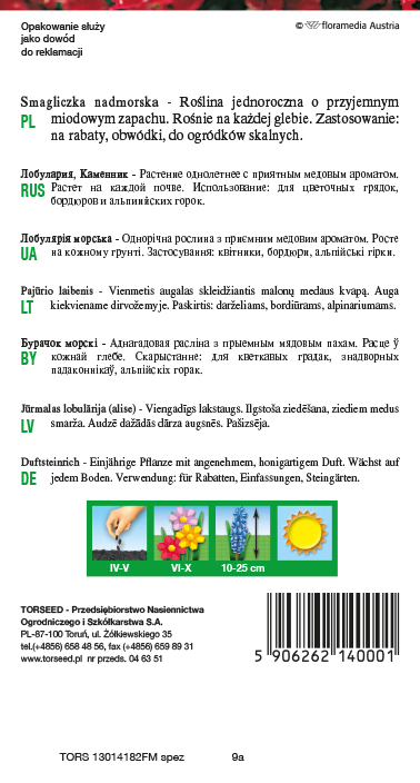 Smagliczka nadmorska - Lobularia maritima biała 1g