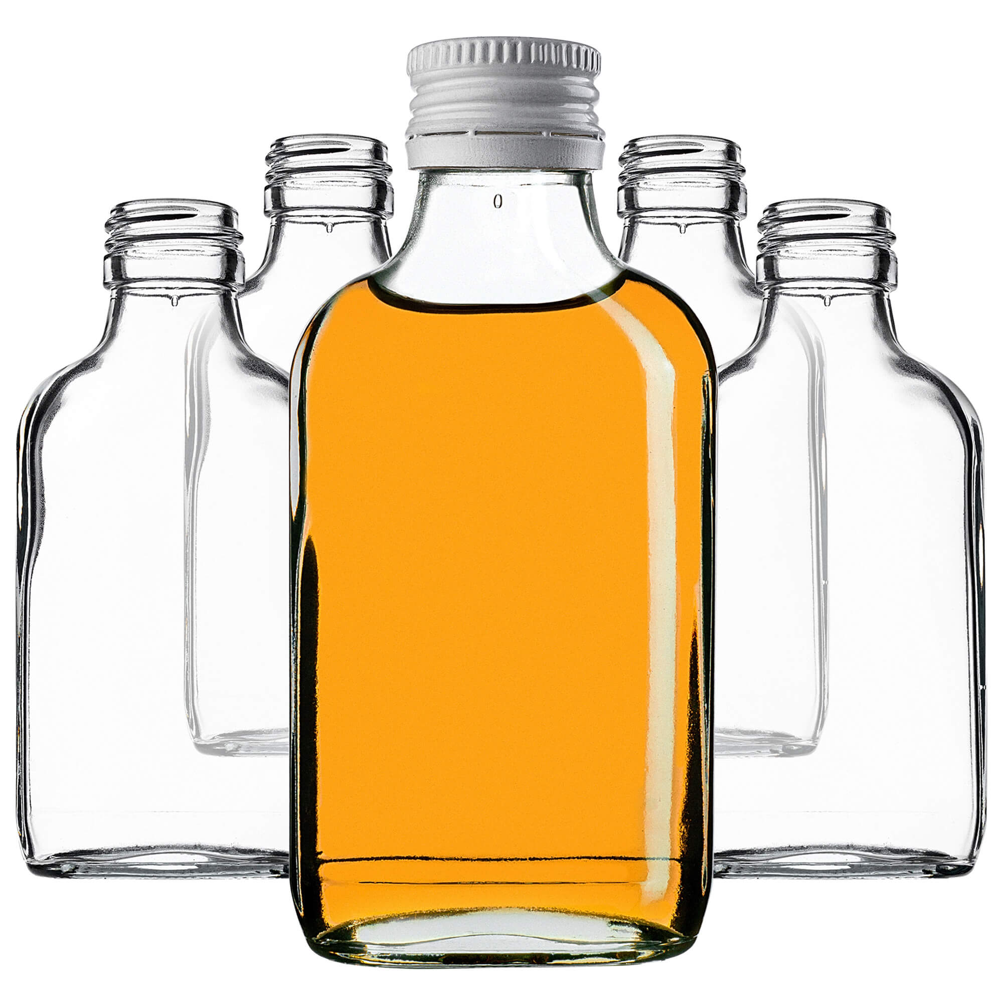 Butelka piersiówka Viane 100ml z białą zakrętką 10 szt.