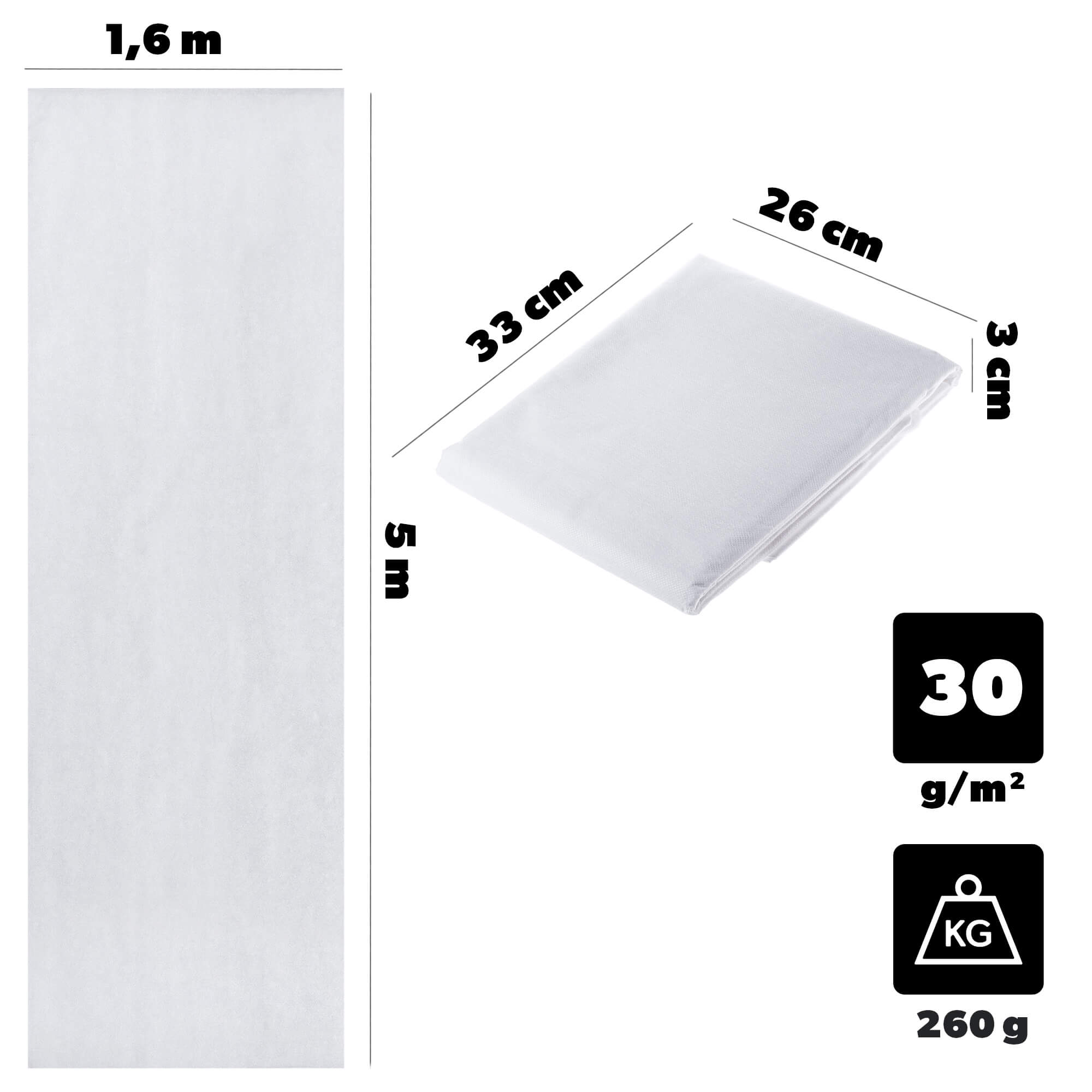 Agrowłóknina ogrodowa Cravant zimowa 1.6 x 5 m 30 g/m² biała