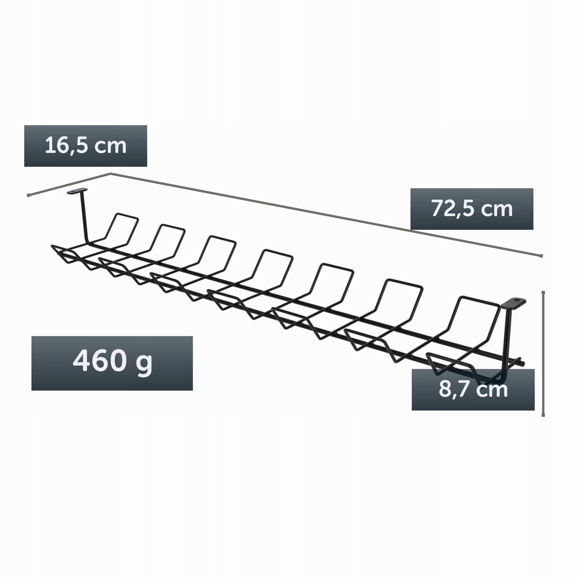 Maskownica do kabli i przewodów Morup, organizer pod blat 72cm