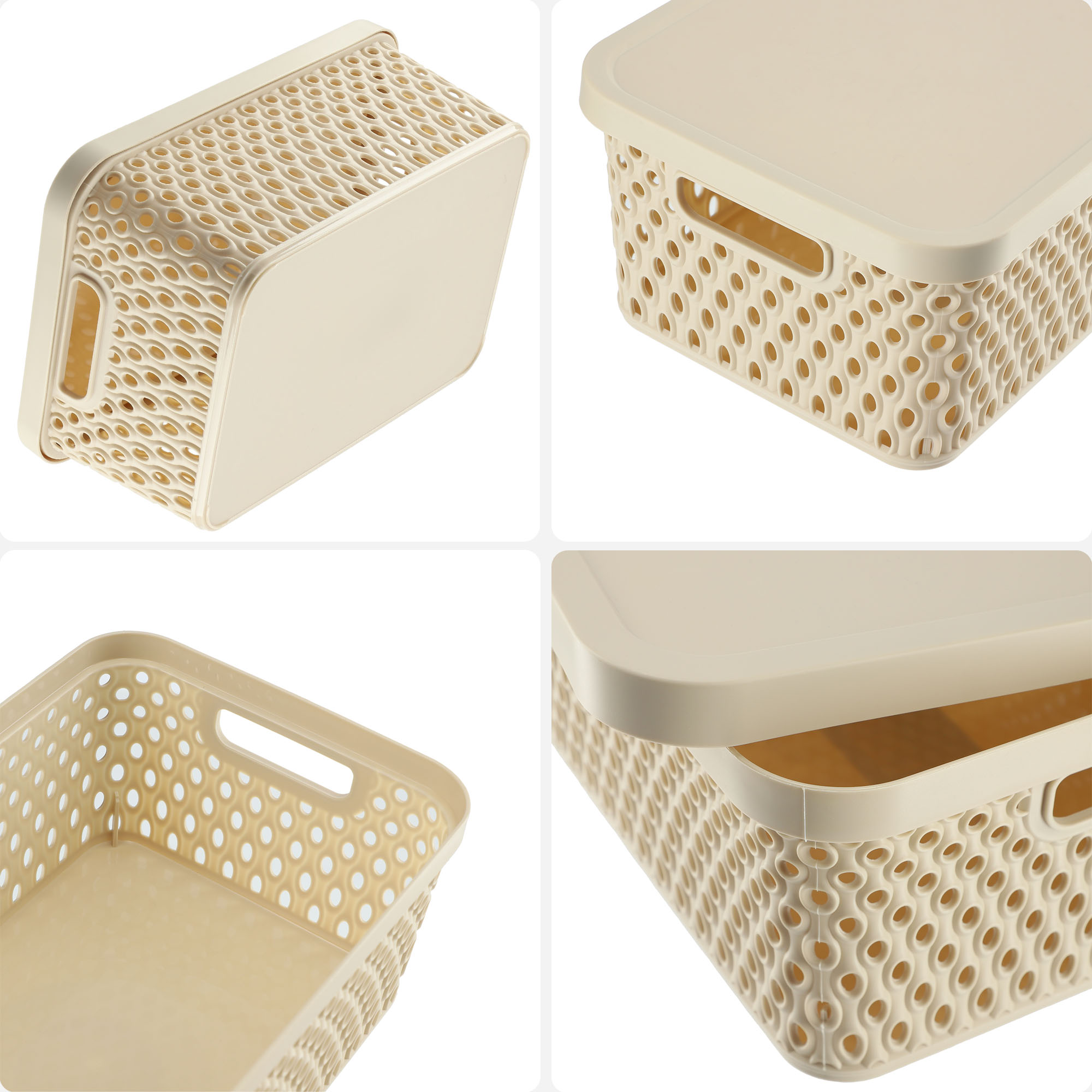 Koszyk z pokrywą do przechowywania Pau 4,5L beżowy