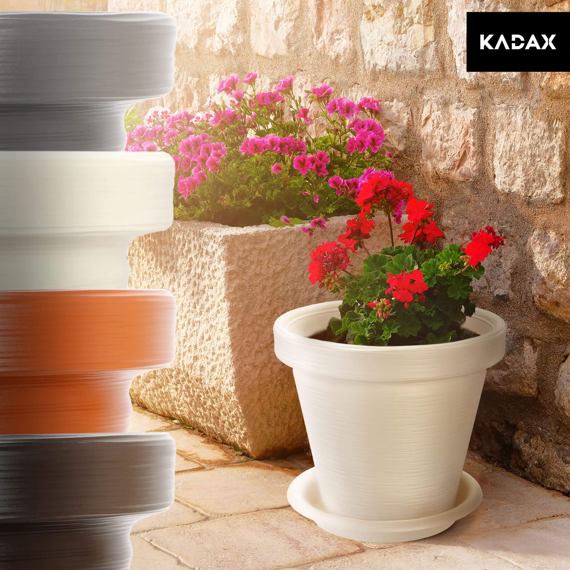 Donica z podstawką Cieza 55 cm, kremowa