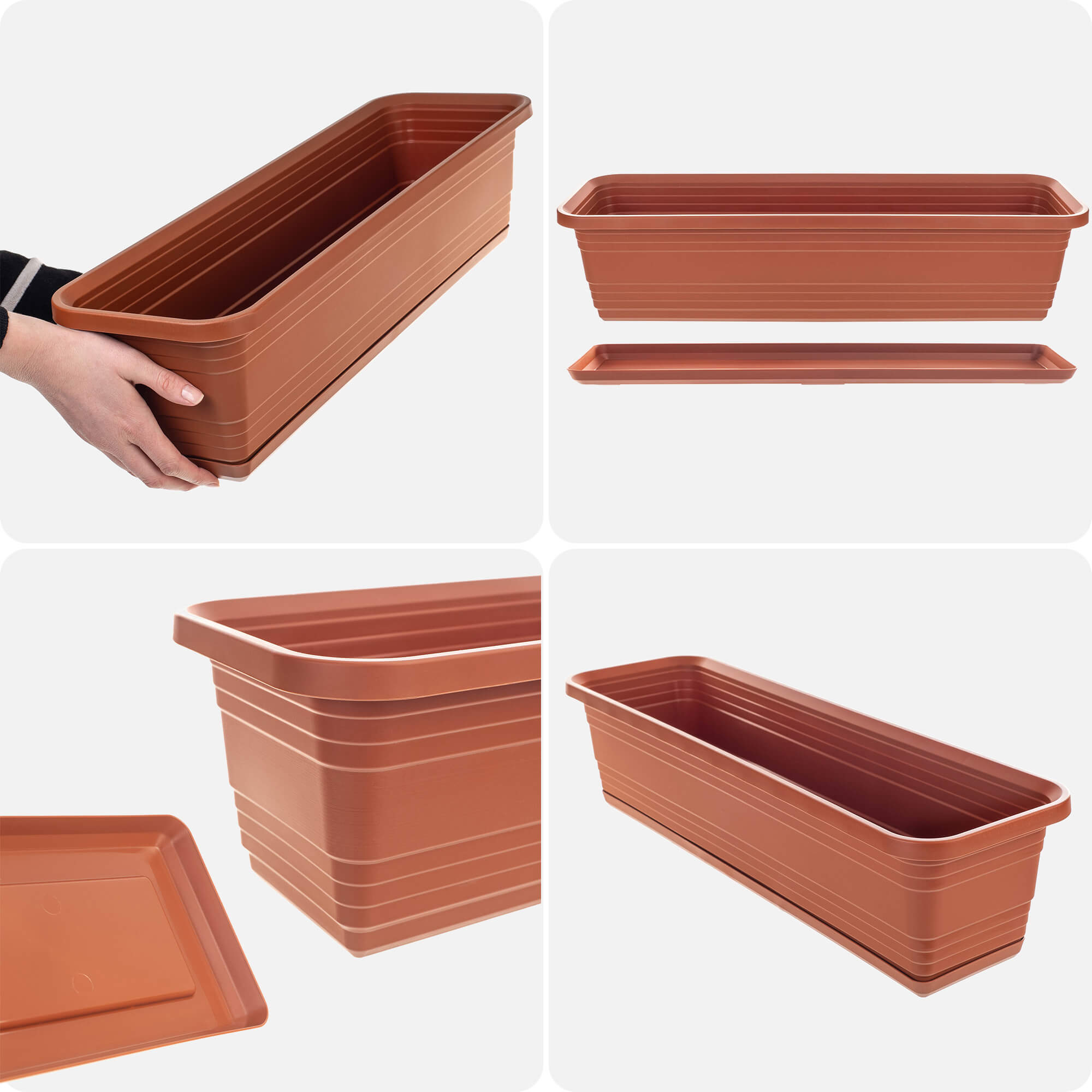 Skrzynka balkonowa z podstawką Paulin 60cm terrakota