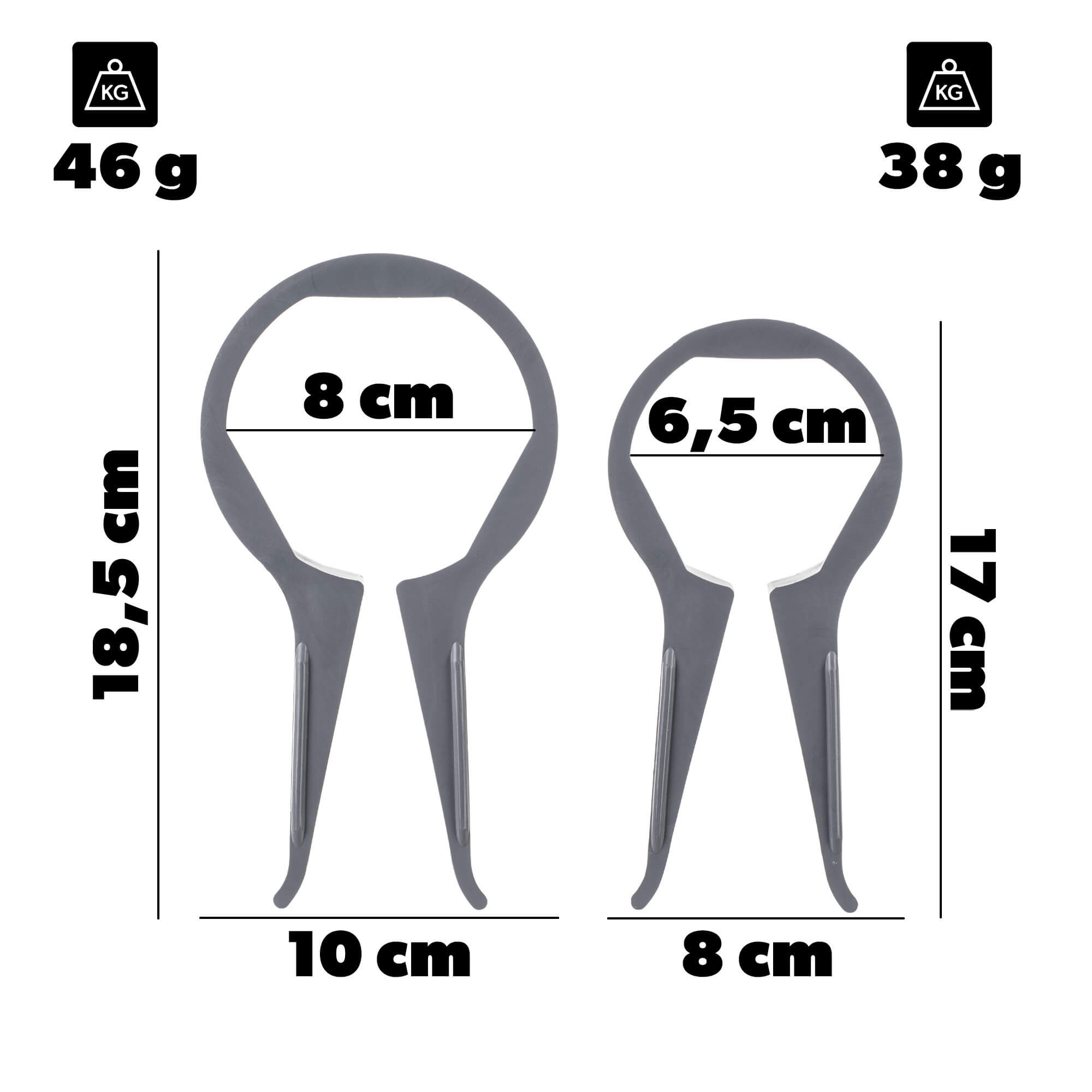 Zestaw otwieraczy do słoików Meucon 8 cm i 6.5 cm grafit