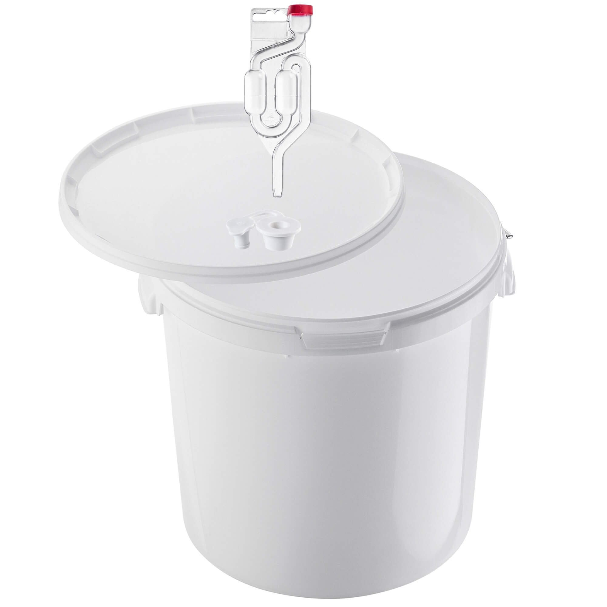 Pojemnik fermentacyjny Acerra z pokrywą i uchwytem 20L biały + korek + rurka fermentacyjna