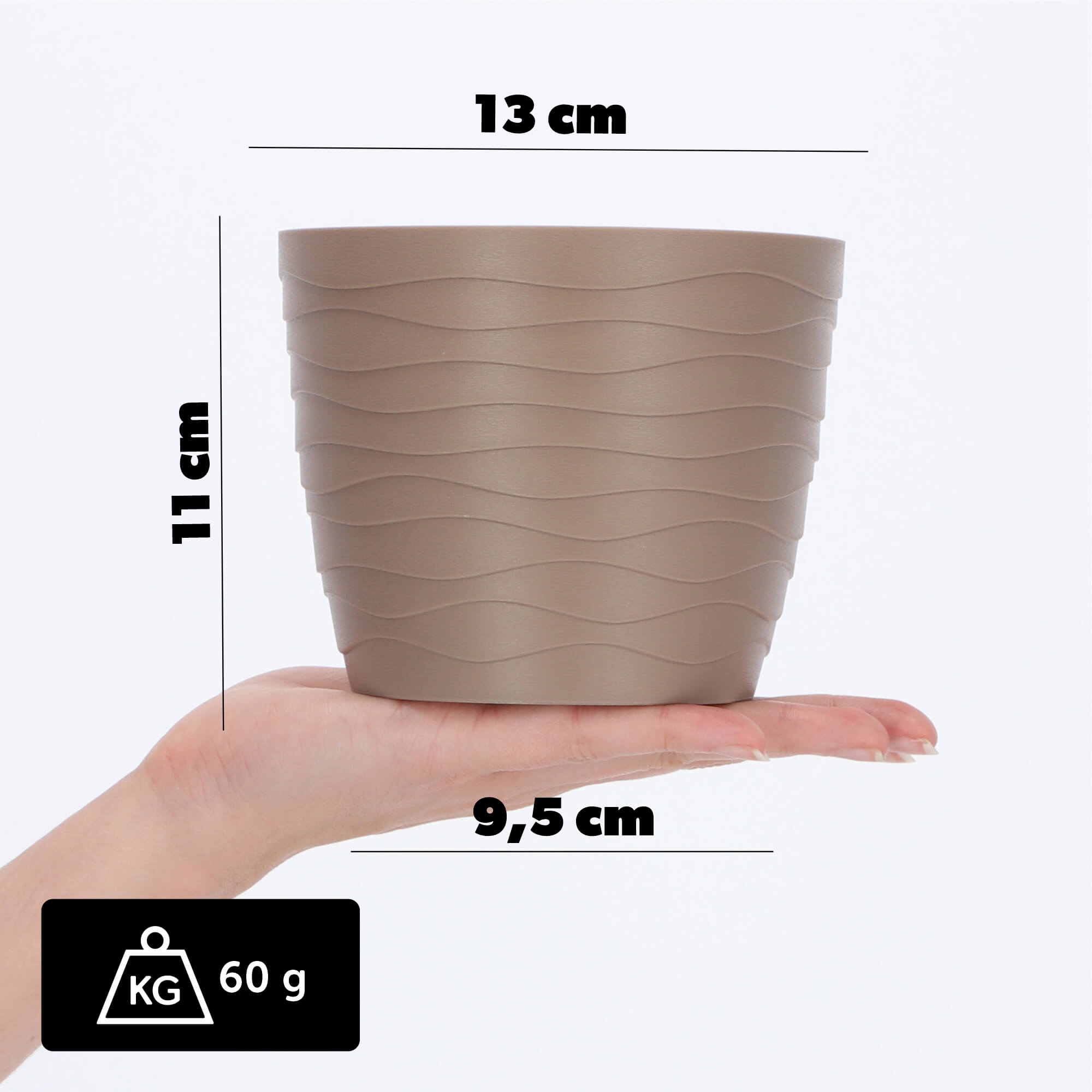 Doniczka okrągła Ufra 13 cm, beżowa