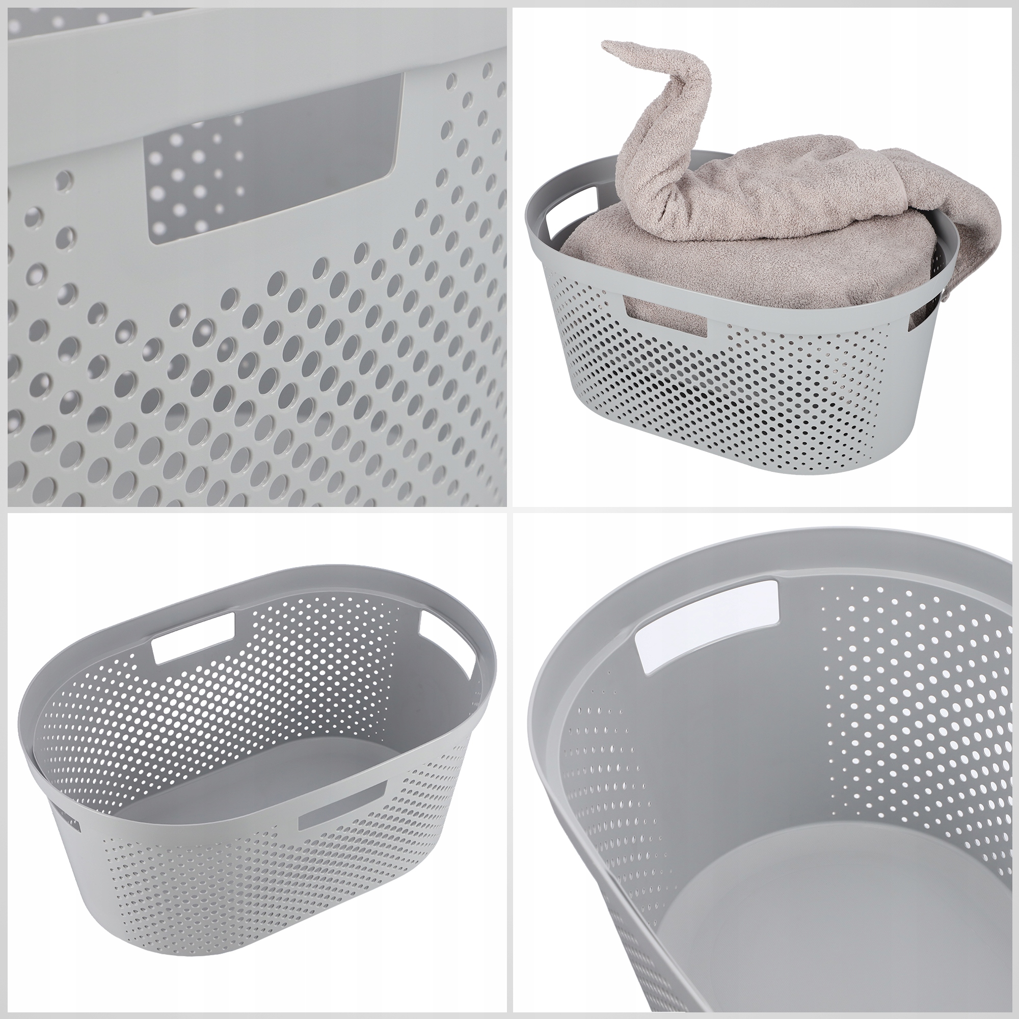 Kosz z pokrywą 60L + pojemnik 45L Curver Infinity jasnoszary