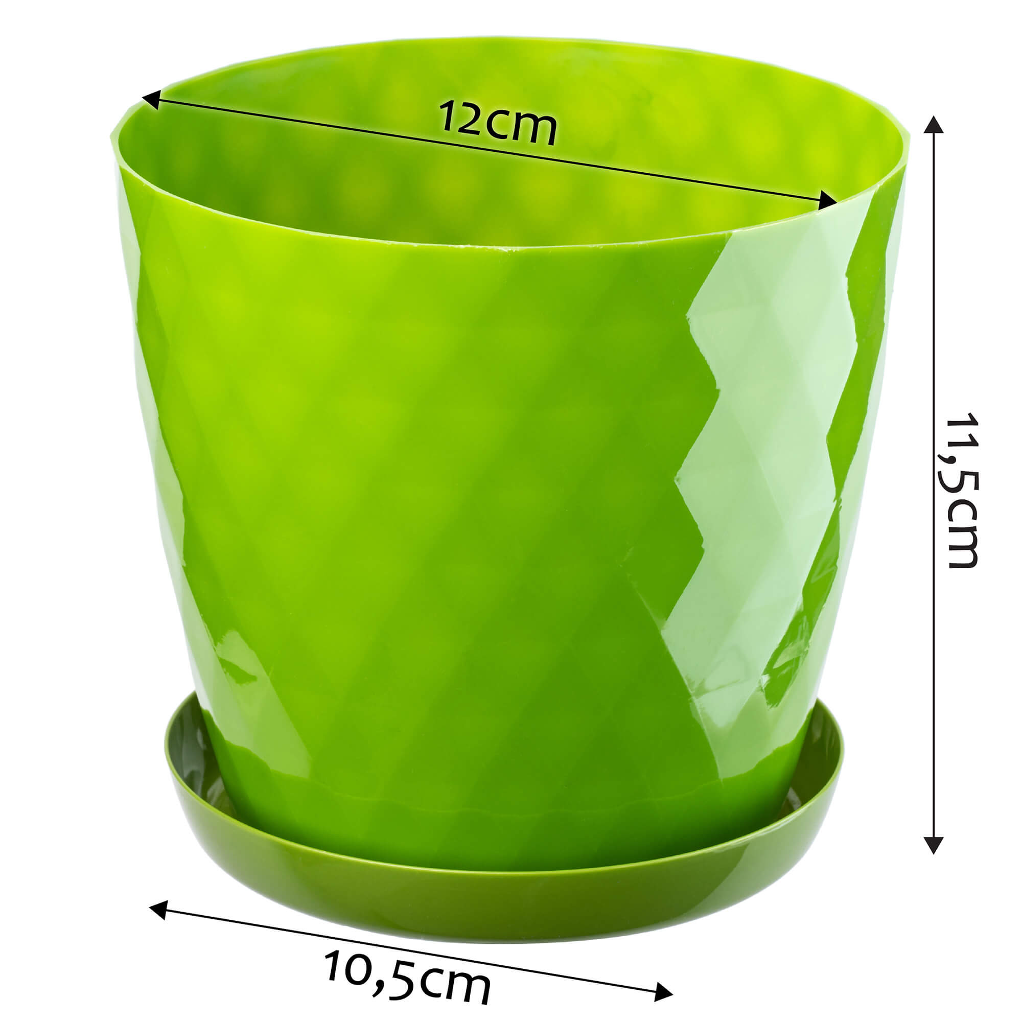 Doniczka na kwiaty z podstawką 12 cm, zielona