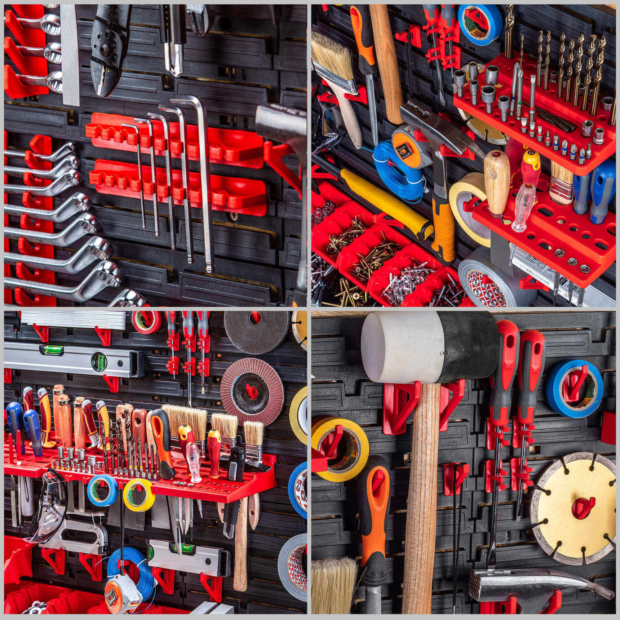 Tablica warsztatowa Lokke 130 elementów 174 x 78 cm, czerwona