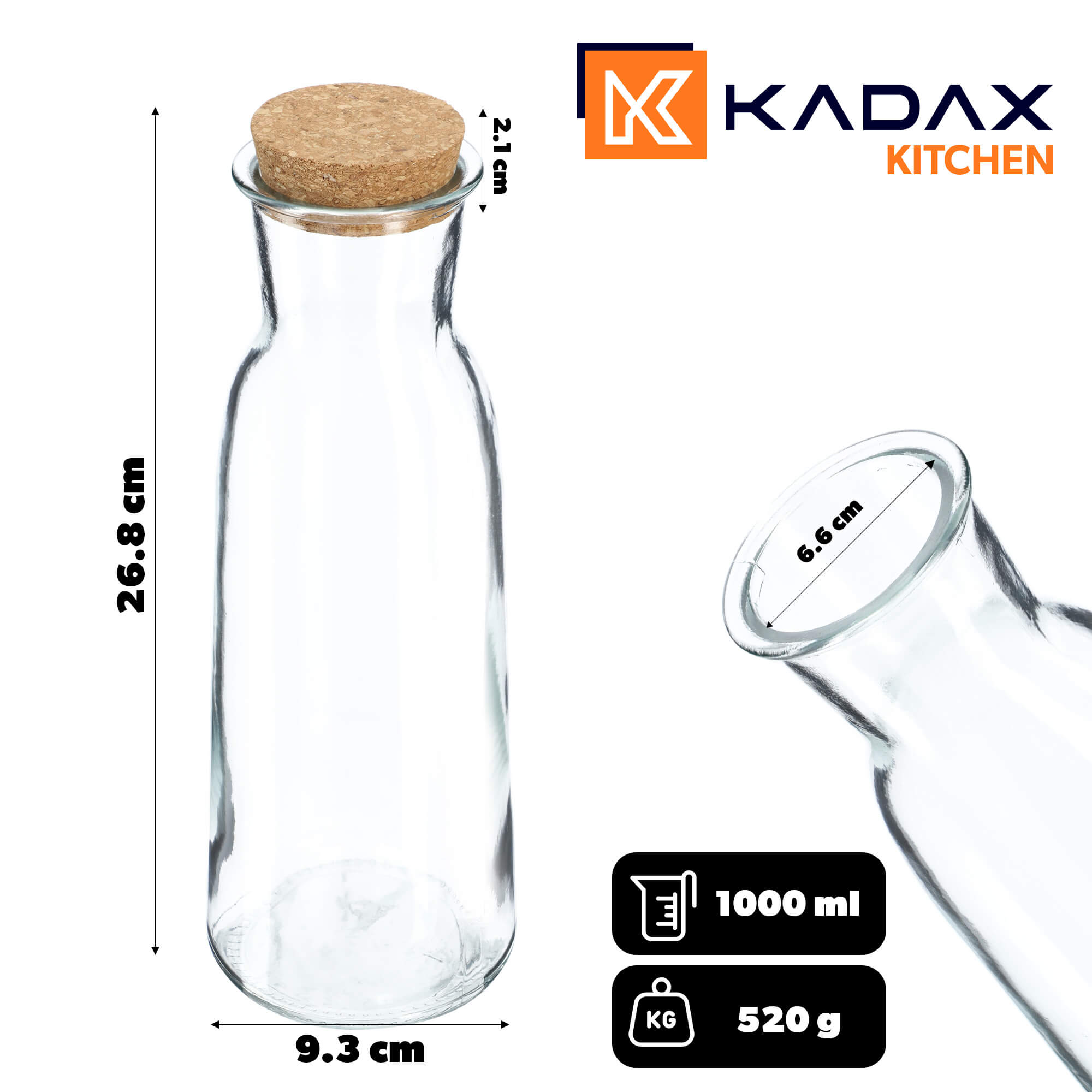 Szklana karafka Atessa 1L