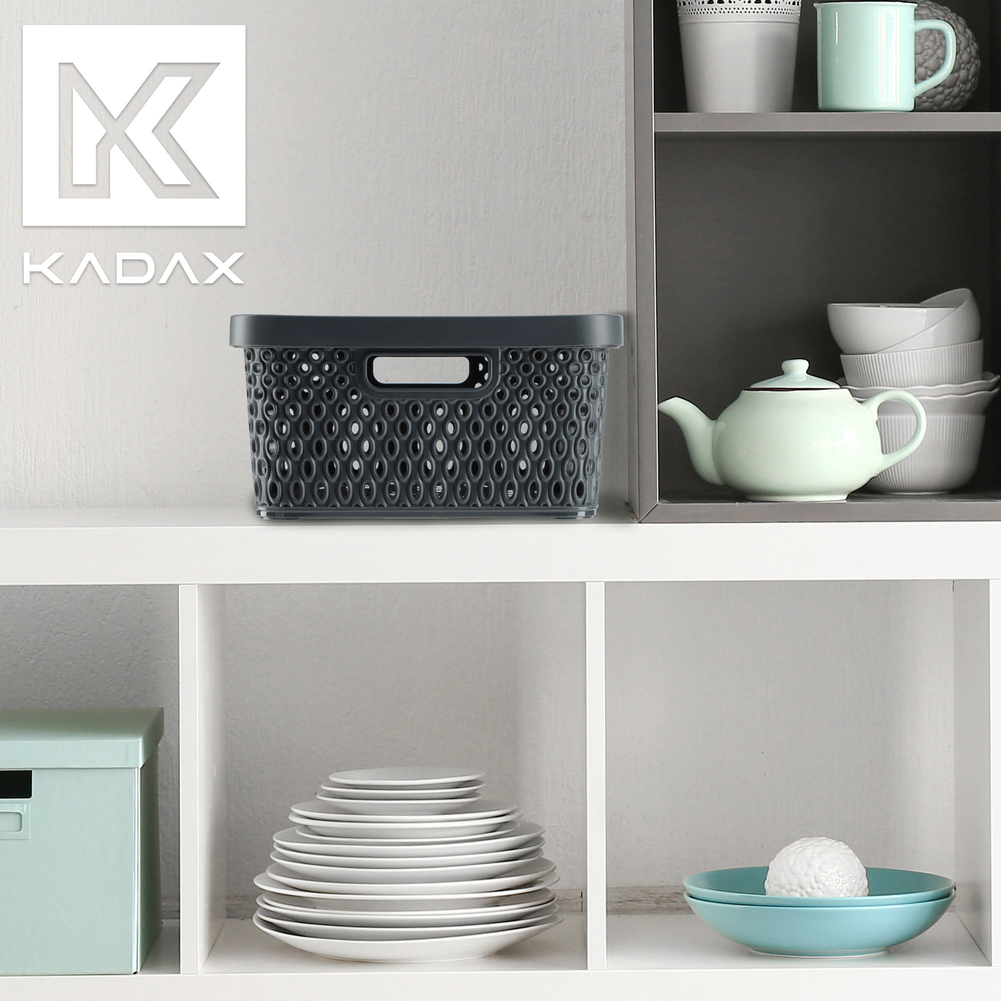 Koszyk z pokrywą do przechowywania Pau 12L szary