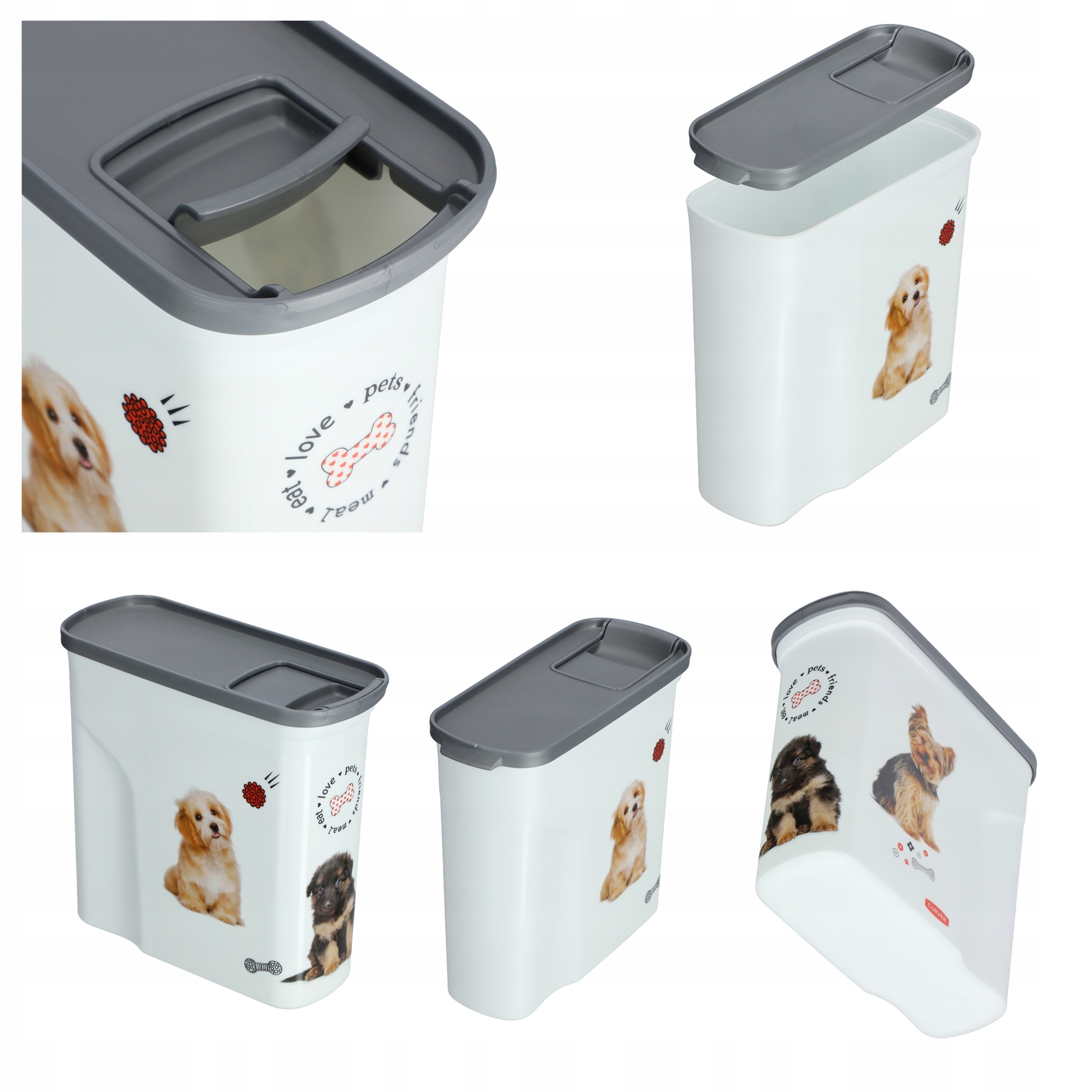 Pojemnik na karmę Curver Pet Life 19 x 20 cm, biały w pieski