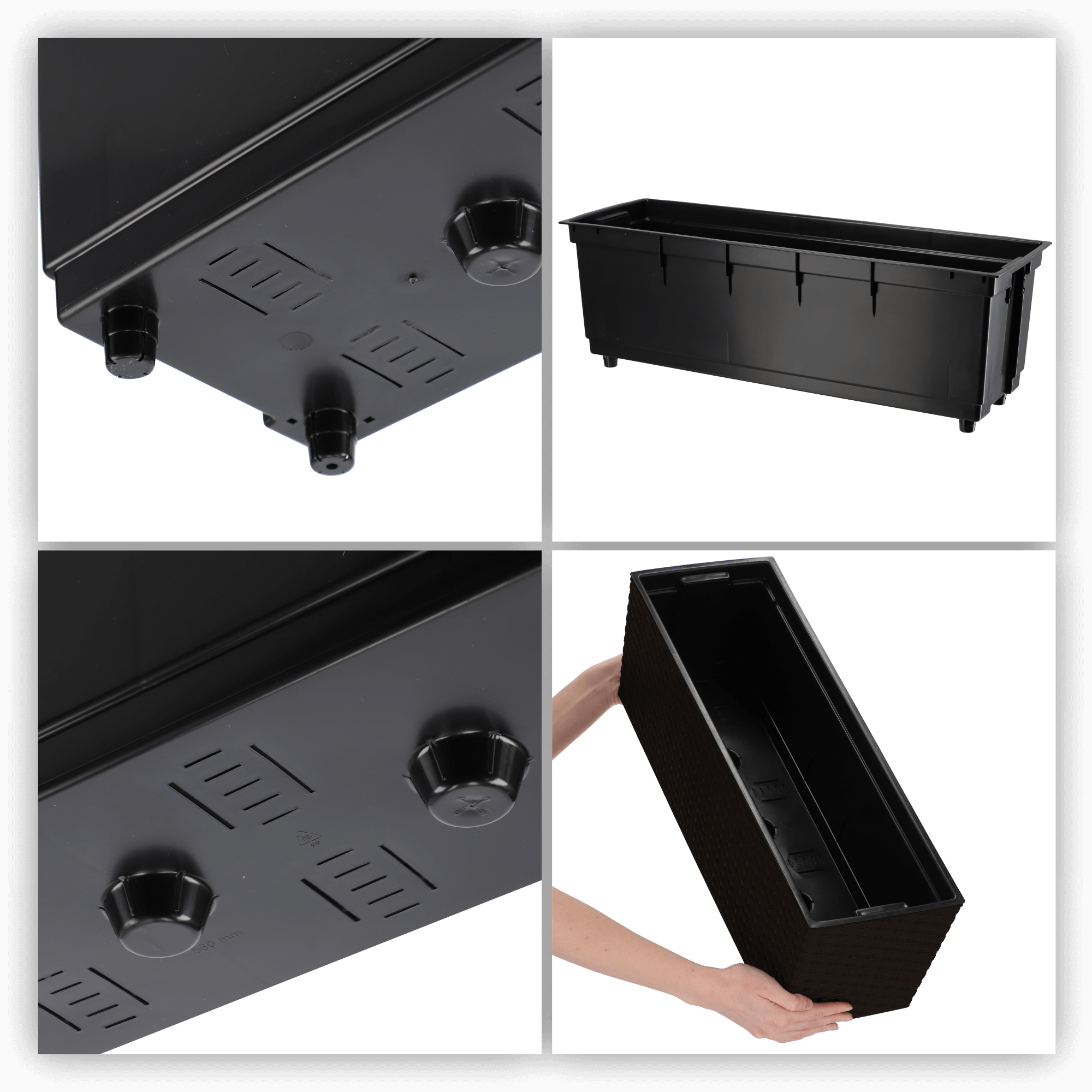 Doniczka rattanowa z wkładem Murano 56 x 19 cm + 2 uchwyty, mokka