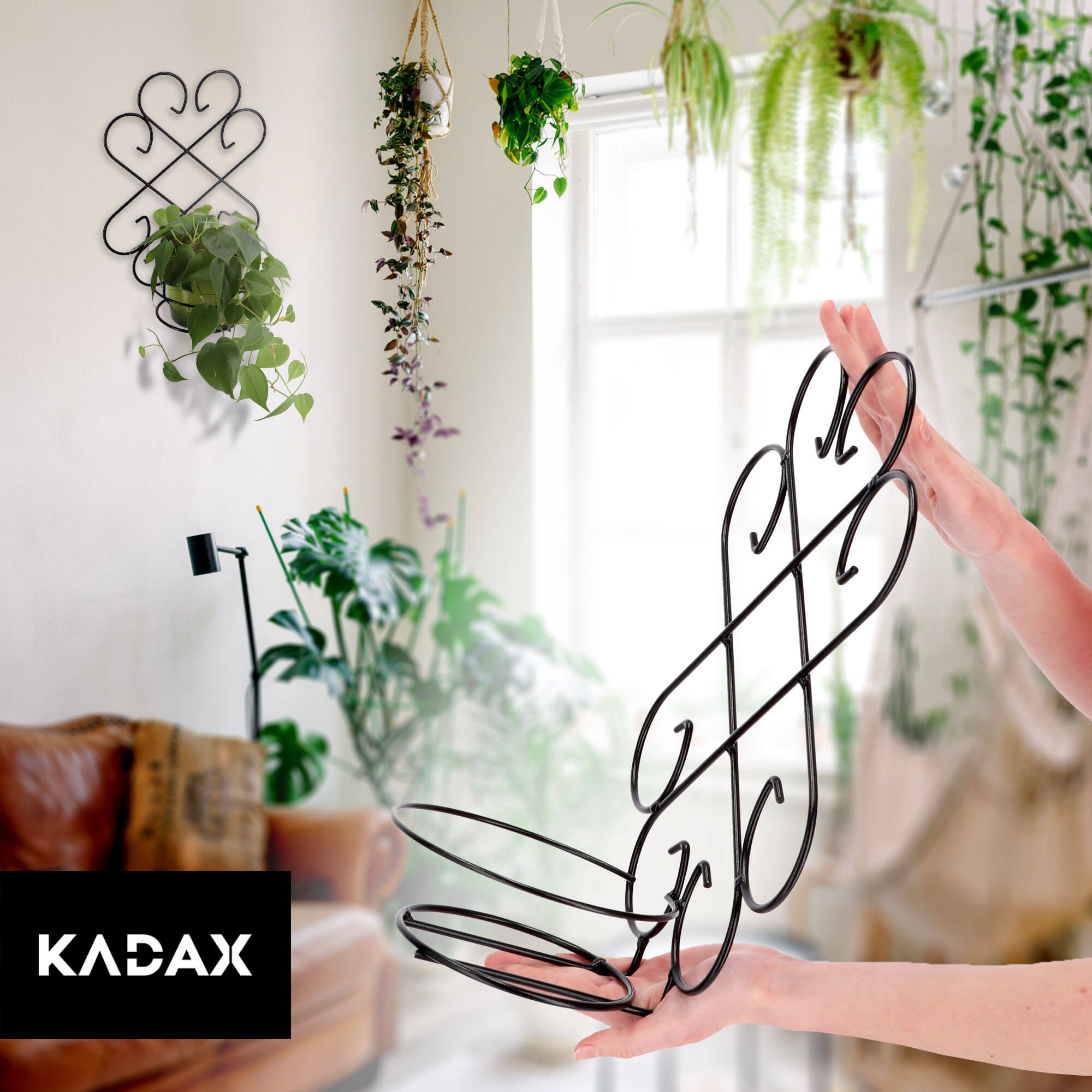 Kwietnik wiszący metalowy 39 x 28 cm, czarny