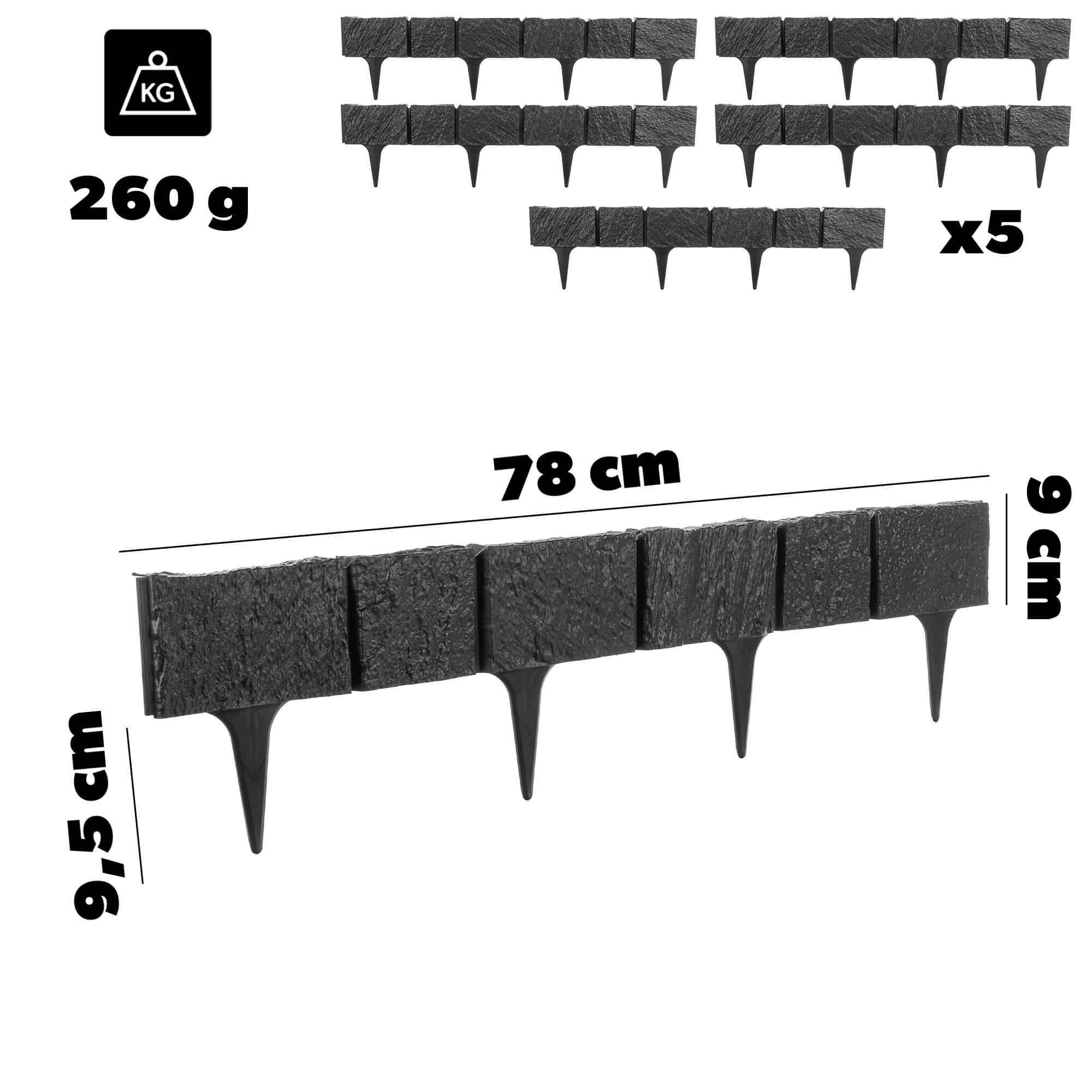 Obrzeże ogrodowe Averton 78 x 9 cm antracytowy kamień 5 szt.