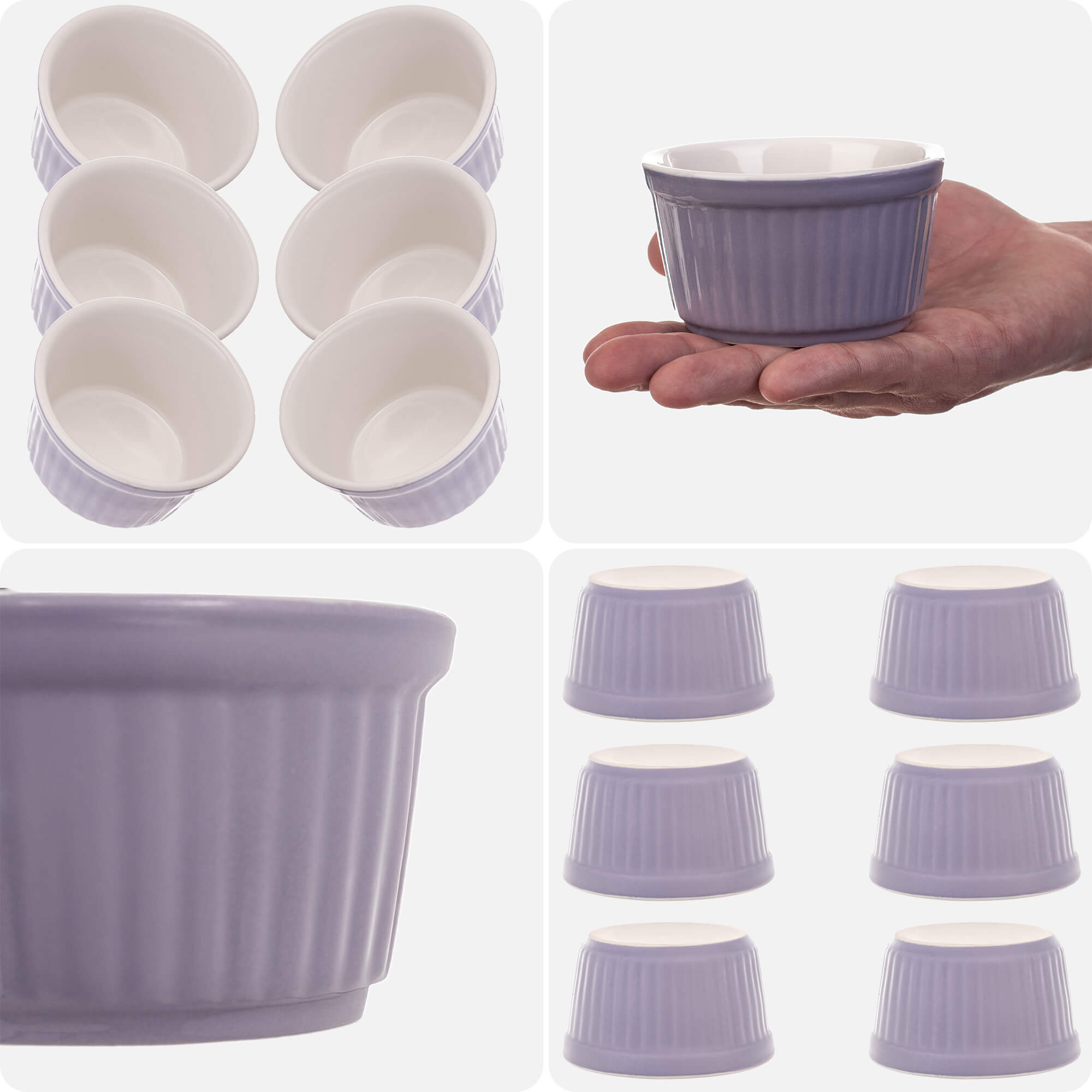 Naczynie ceramiczne do zapiekania Maes 9 x 5 cm fioletowe 6 szt.